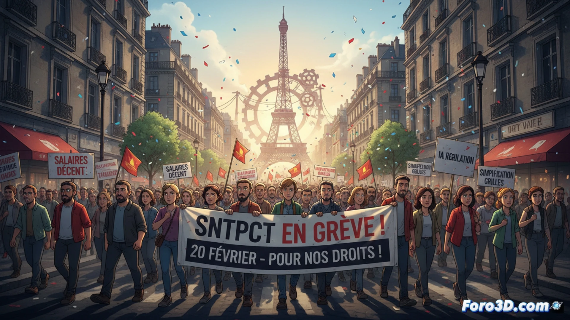 Trabajadores de animación francesa se concentran a primera hora frente a estudios, con pancartas exigiendo salarios dignos y regulación de la IA.