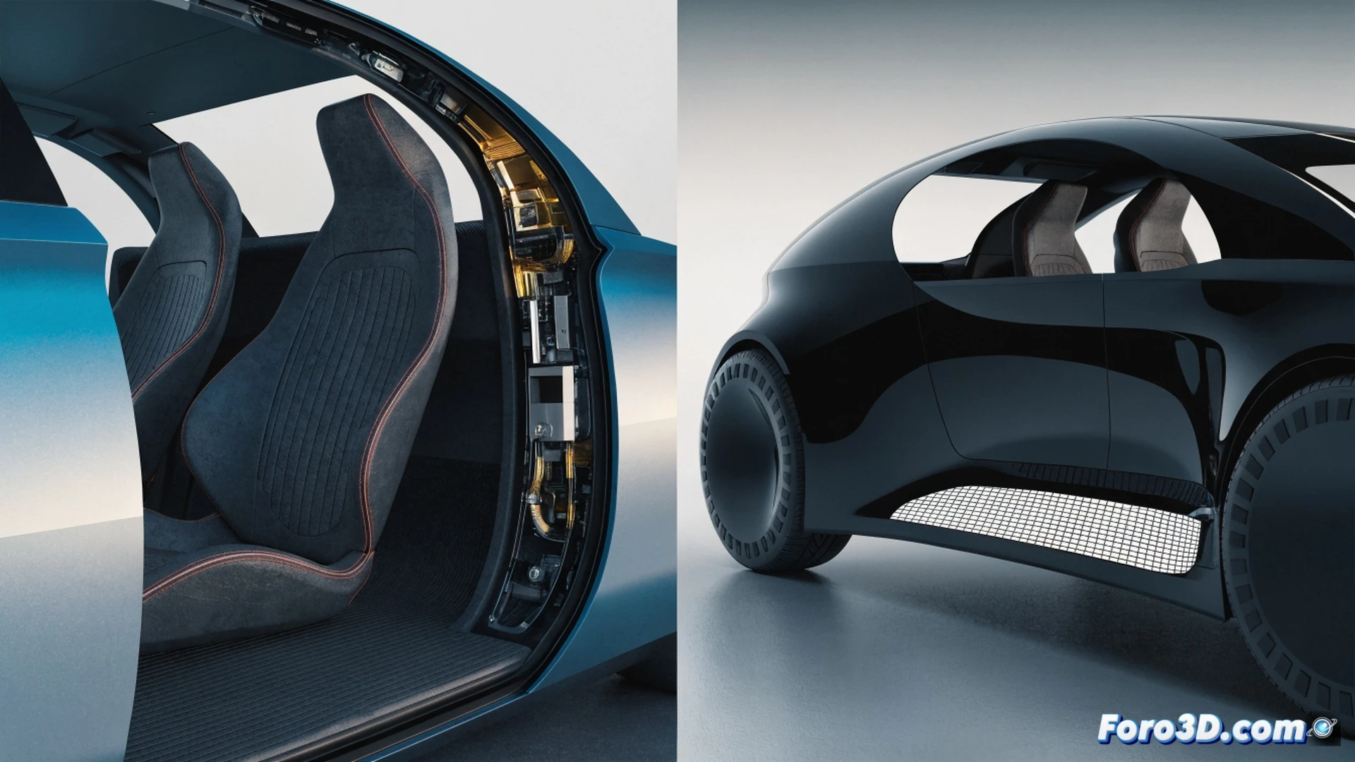 Autonomous vehicle interior stripped of steering wheel and pedals, robotic taxi cabin with empty dashboard and flat floor, technician removing final brake pedal assembly using electric screwdriver, exposed wiring harness and sensor modules on the firewall, glowing LIDAR unit on roof visible through windshield, holographic interface projecting route map onto windshield, empty driver seat with retracted seatbelt, cinematic engineering visualization, metallic and matte black surfaces, soft ambient blue LED strips along door panels, ultra-detailed mechanical components, photorealistic technical render, dramatic side lighting from workshop lamps