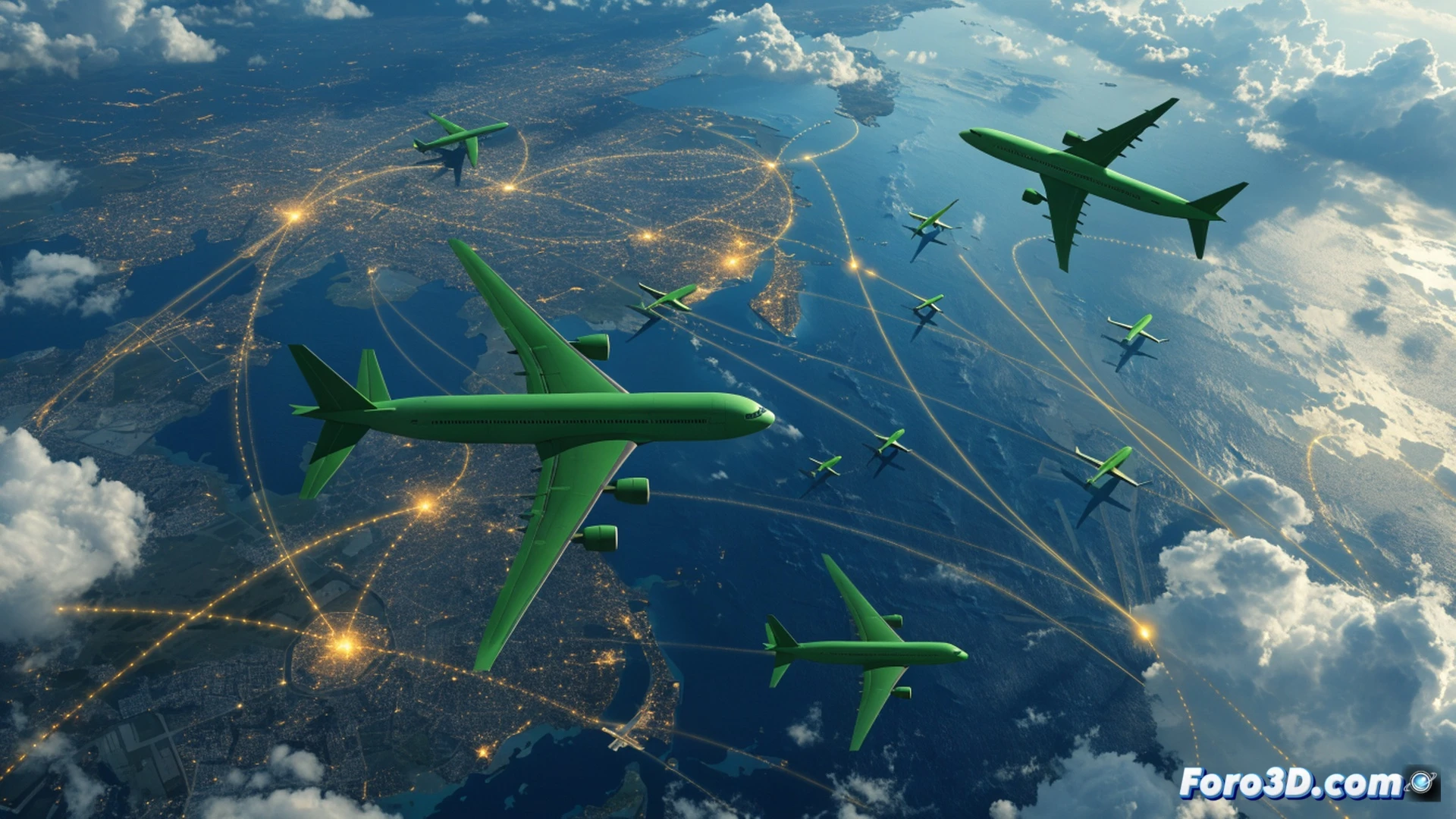 corporate jet cockpit dashboard displaying green sustainability metrics on one screen while another screen shows cancelled routes marked in red over conflict zones, pilot's hand switching autopilot towards glowing Asian financial district skyline, flight route map highlighting profitable destinations in gold, technical illustration style, realistic instrument panels with LED indicators, contrast between eco-friendly green icons and red conflict markers, dramatic split lighting from dashboard screens, photorealistic aviation engineering visualization