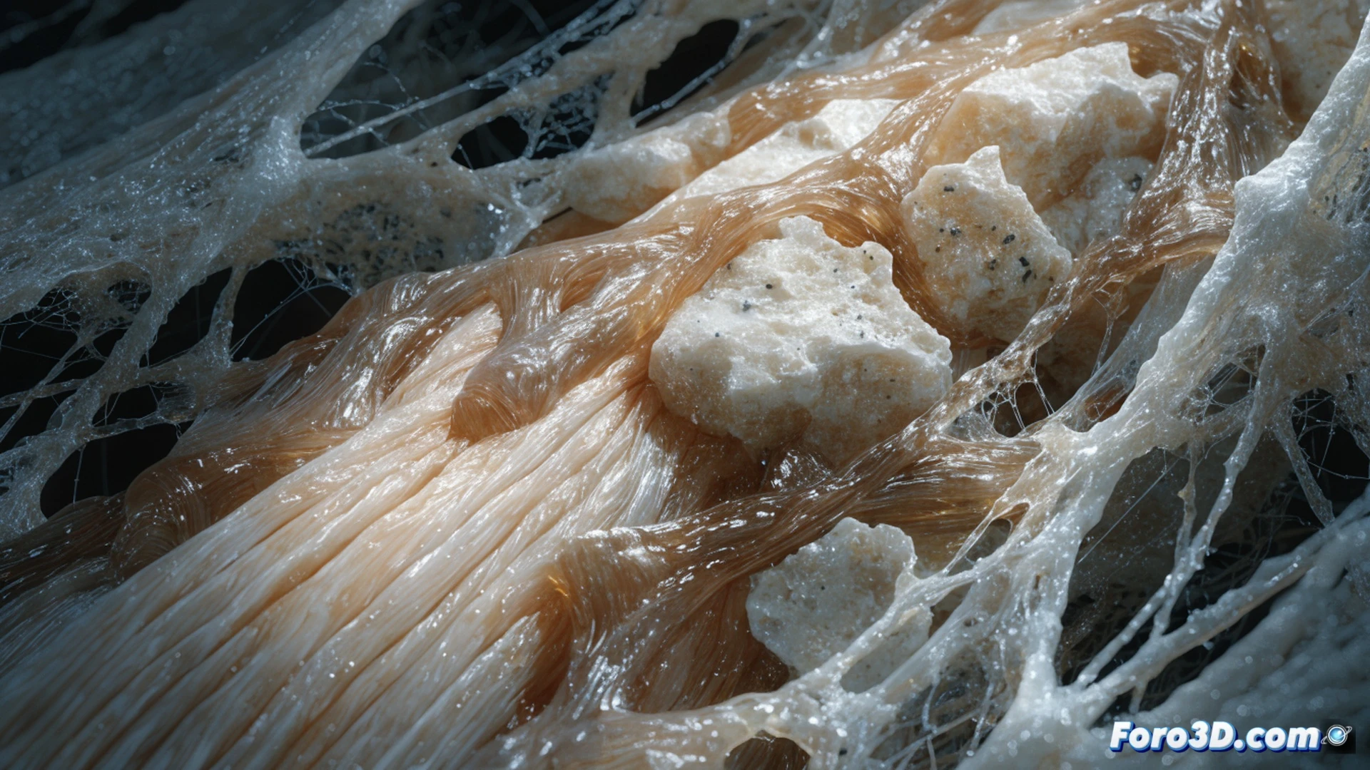 biodegradable silk-calcium polymer screw being inserted into a torn tendon graft during orthopedic surgery, surgical forceps holding the implant, tendon fibers visibly fusing with the screw surface as gradual dissolution begins, microscopic calcium particles dispersing into tissue, cinematic technical illustration style, photorealistic medical visualization, bright surgical lighting, macro close-up view, sterile blue drape background, ultra-detailed texture of silk polymer and tendon collagen, dynamic action of implantation and absorption process