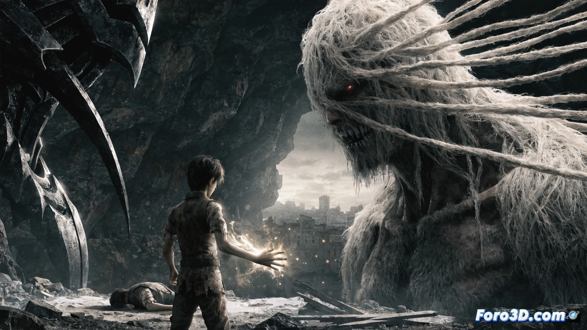 cinematic scene of a paused video game opening sequence on a monitor screen, game controller resting on a desk with a calendar marked winter 2026, a digital download icon floating above a locked animated intro menu, software update notification popup window with progress bar at zero percent, dark room illuminated by monitor glow, game disc case labeled Attack on Titan 3 with MAPPA studio logo visible, dramatic lighting casting shadows on keyboard and mouse, photorealistic technical illustration, high detail on screen pixels and controller buttons, waiting atmosphere, ultra-realistic render