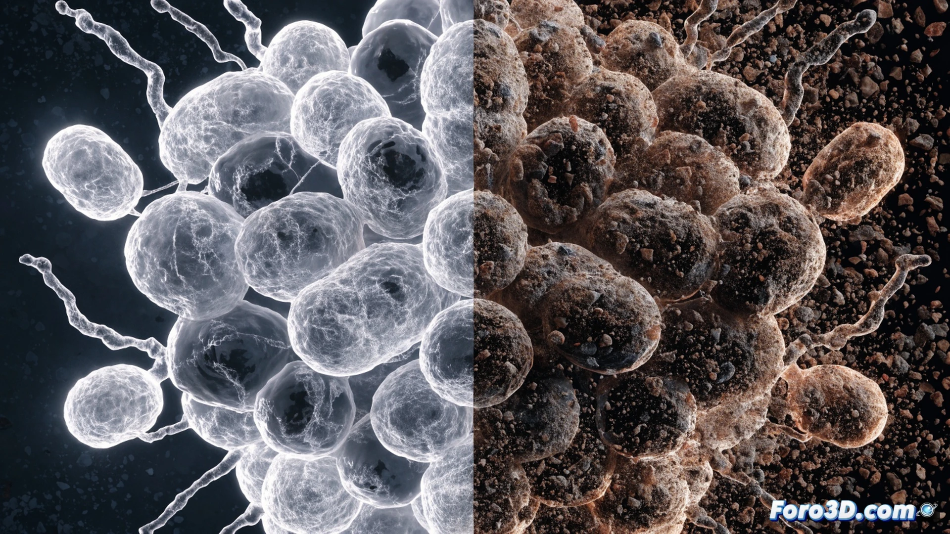 Astronauta con respirador dañado en hábitat marciano, nubes de polvo rojo entrando por una fisura, bacterias microscópicas brillando en verde neón sobre partículas de polvo, pulmones humanos anatómicos semitransparentes mostrando infección progresiva mientras el polvo se deposita en los alvéolos, estación científica con paneles solares y equipos de filtración de aire rotos, radiación ultravioleta filtrada atravesando el polvo en suspensión, estilo cinematic photorealistic, iluminación industrial tenue con destellos de peligro, texturas de óxido y regolito marciano, dramatismo técnico de fallo de sistema de soporte vital