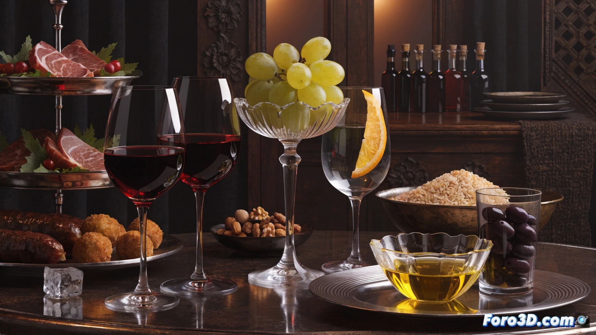 Grupo de personas en una bodega de Valdepeñas sosteniendo copas de vino tinto y pequeñas tapas de maridaje, etiqueta de vino local con lazo rosa de la Asociación Española Contra el Cáncer sobre la barra, manos entregando una donación simbólica en una urna transparente, fondo de barricas de roble y toneles metálicos, cálida iluminación dorada de lámparas colgantes, ambiente de solidaridad y degustación, estilo cinematográfico fotorrealista, texturas de madera envejecida y vidrio brillante, profundidad de campo suave, composición horizontal tipo fotografía de evento benéfico.