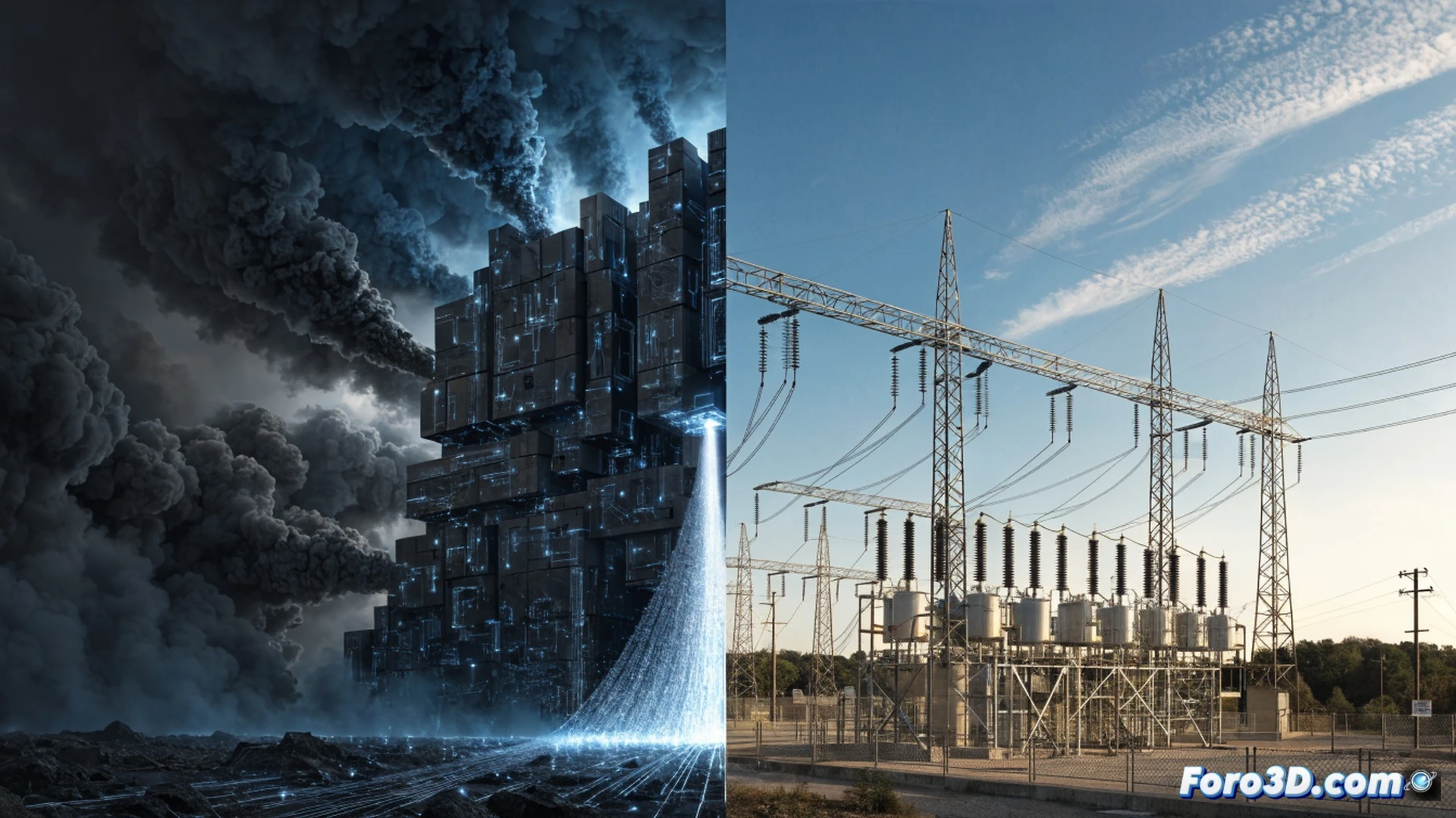 Un servidor público de electricidad con cables expuestos y chispas, mientras un ataque cibernético representado por líneas rojas de código penetra un sistema de control industrial, mostrando un panel de monitoreo con alertas críticas sin respuesta, durante una simulación de defensa fallida, estilo cinematográfico de ilustración técnica, iluminación dramática con tonos rojos y azules, texturas metálicas oxidadas, cables de fibra óptica cortados, hardware de red abandonado, photorealistic technical render, alto contraste, atmósfera de crisis inminente