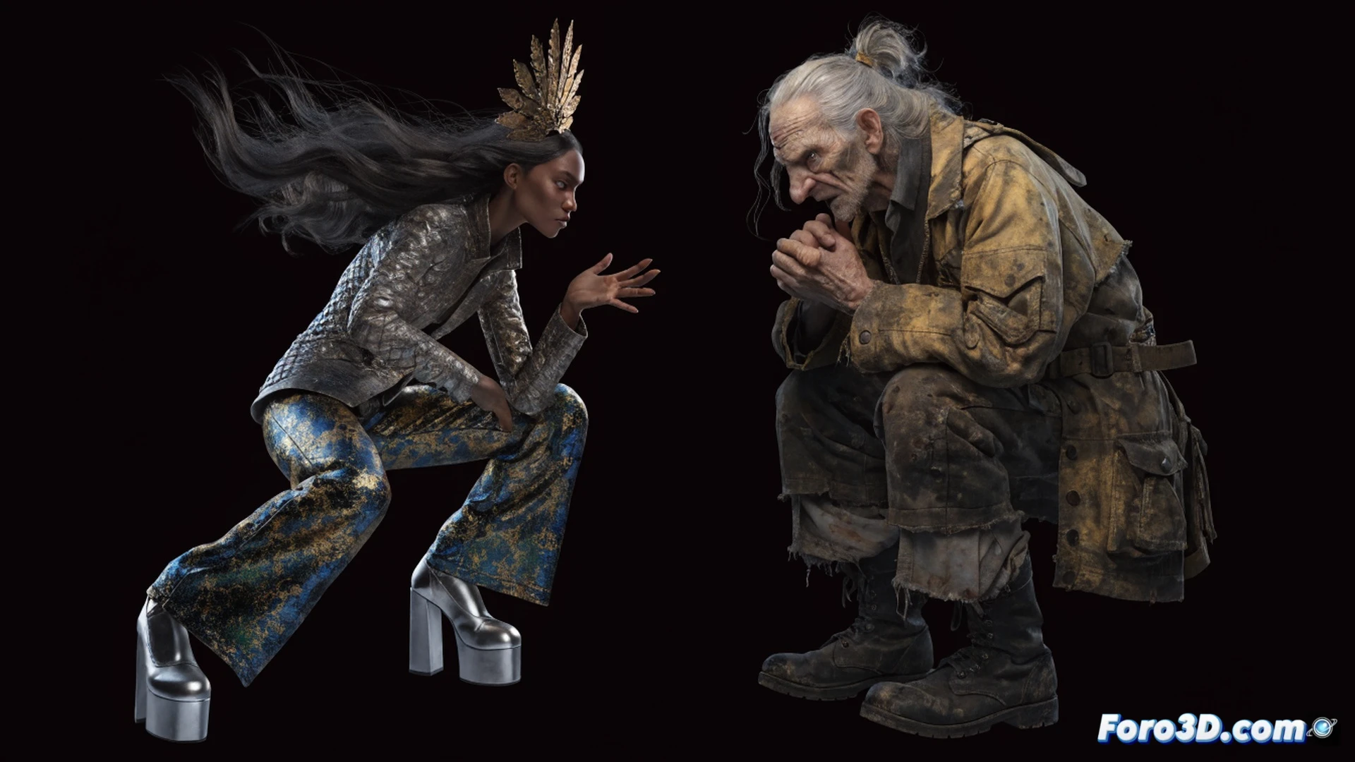 character designer studio scene, artist adjusting 3D character pose on a large monitor, character showing confident stance with open palms and direct gaze, second character sketch pinned to wall displaying crossed arms and tilted head for reserved personality, hand gestures being traced on a tablet with stylus, facial expression reference sheets visible on desk, professional drawing tablet and stylus in use, cinematic technical illustration style, soft studio lighting with blue and orange accent lights, photorealistic render, digital art tools scattered around, process of personality expression through body language clearly demonstrated
