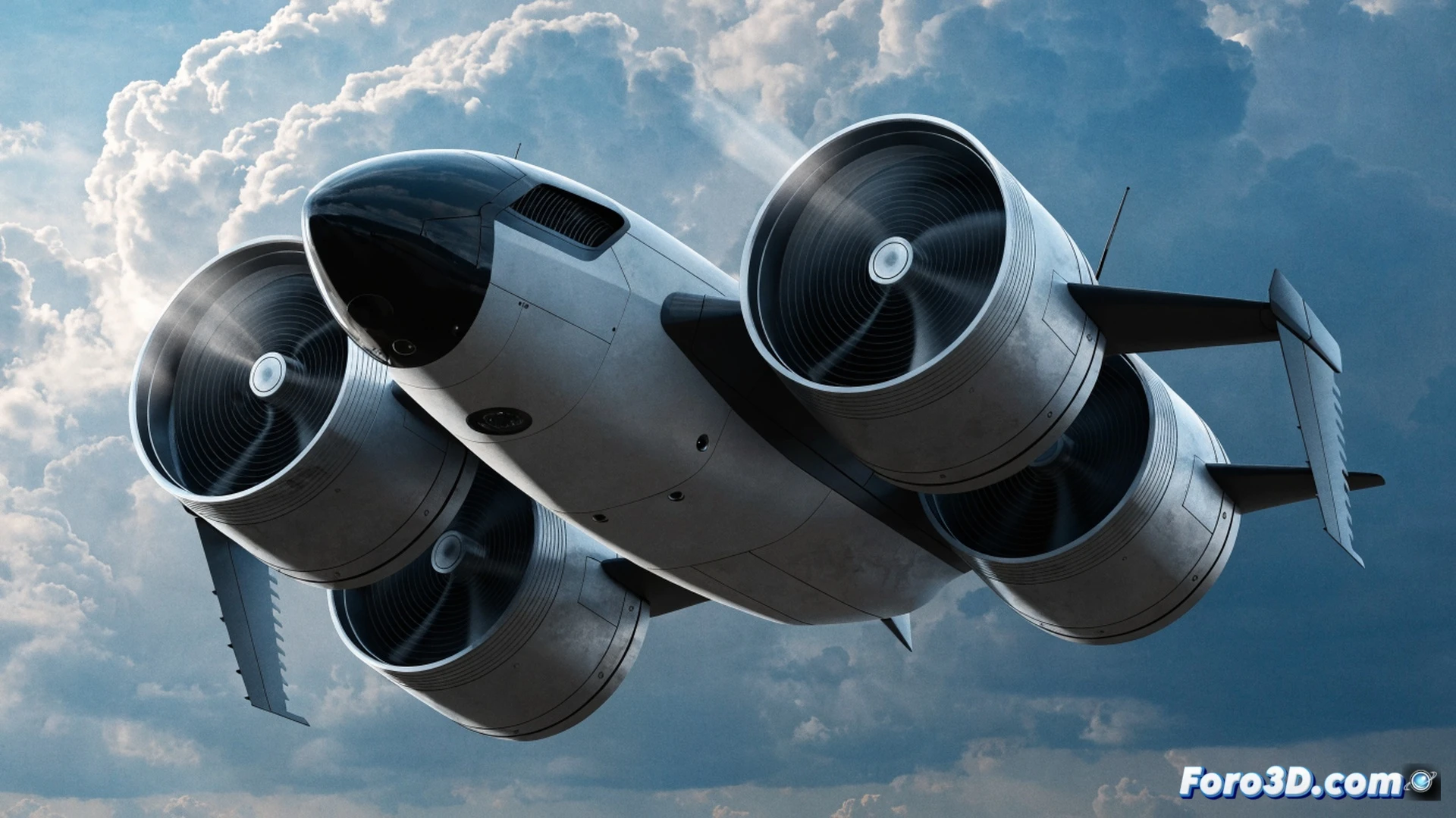 cinematic engineering visualization of a sleek black drone with delta wing design soaring through a cloudy sky at extreme speed, contrails forming sharp V-shapes behind wingtips, onboard telemetry screen showing velocity data and radar lock symbols, ground control station with antenna array tracking its trajectory, motion blur on spinning propellers, dramatic sunset lighting casting metallic reflections on carbon fiber fuselage, realistic photorealistic technical render