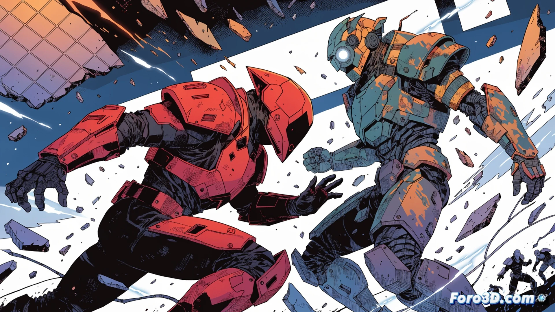 ink-shading algorithm applied to a comic character mid-action, dynamic pose with exaggerated motion lines, vibrant pop art colors clashing against a flat background, digital brush strokes visible on the character’s jacket, stylized contour edges glowing with thick black outlines, while a player interface shows a dialogue wheel and cursor hovering over a choice, demonstrating interactive narrative mechanics, cinematic comic book aesthetic, saturated reds and yellows, cel-shaded lighting, no text, no letters, bold graphic novel style, technical illustration of game engine rendering