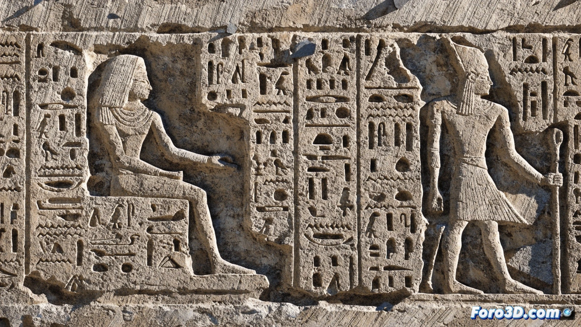 Close-up macro shot of a limestone slab carved with a fake Egyptian bajorrelieve, a fine sandblasting nozzle actively eroding the surface, uneven wear patterns and sharp cut marks contrasting with aged areas, scattered fine sand particles in mid-air, technical forensic lighting revealing artificial aging, photorealistic archaeological investigation scene, ultra-detailed stone texture, dramatic shadows highlighting tool marks, cinematic industrial workshop background.