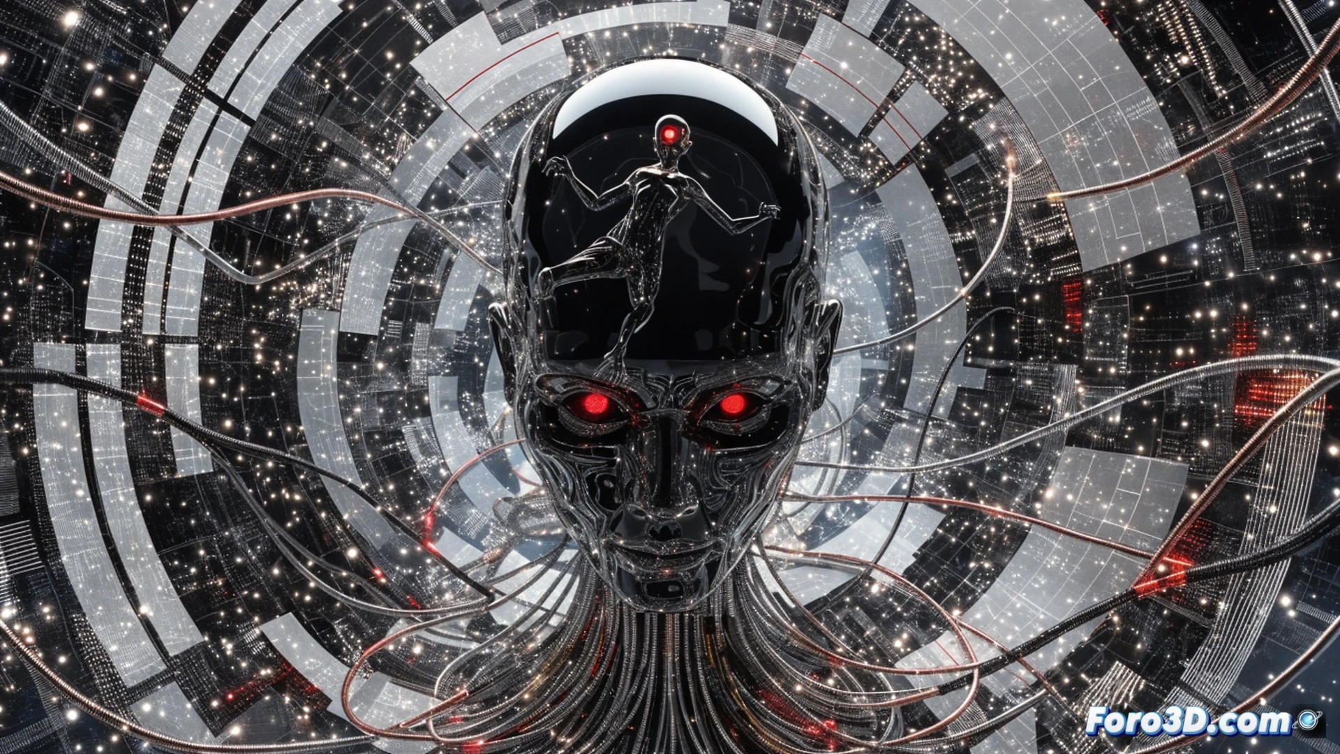 Technical illustration of a glowing AI chip with open-source code symbols, a red Great Wall firewall barrier rising behind it, digital surveillance cameras and censored content icons floating in the background, a shadowy hand controlling the chip from above, cinematic photorealistic style, dark blue and red lighting, metallic circuit board textures, dramatic shadows, ultra-detailed hardware components, glowing data streams being blocked by a digital wall, action of censorship process demonstrated during AI operation, realistic engineering visualization, high contrast industrial atmosphere