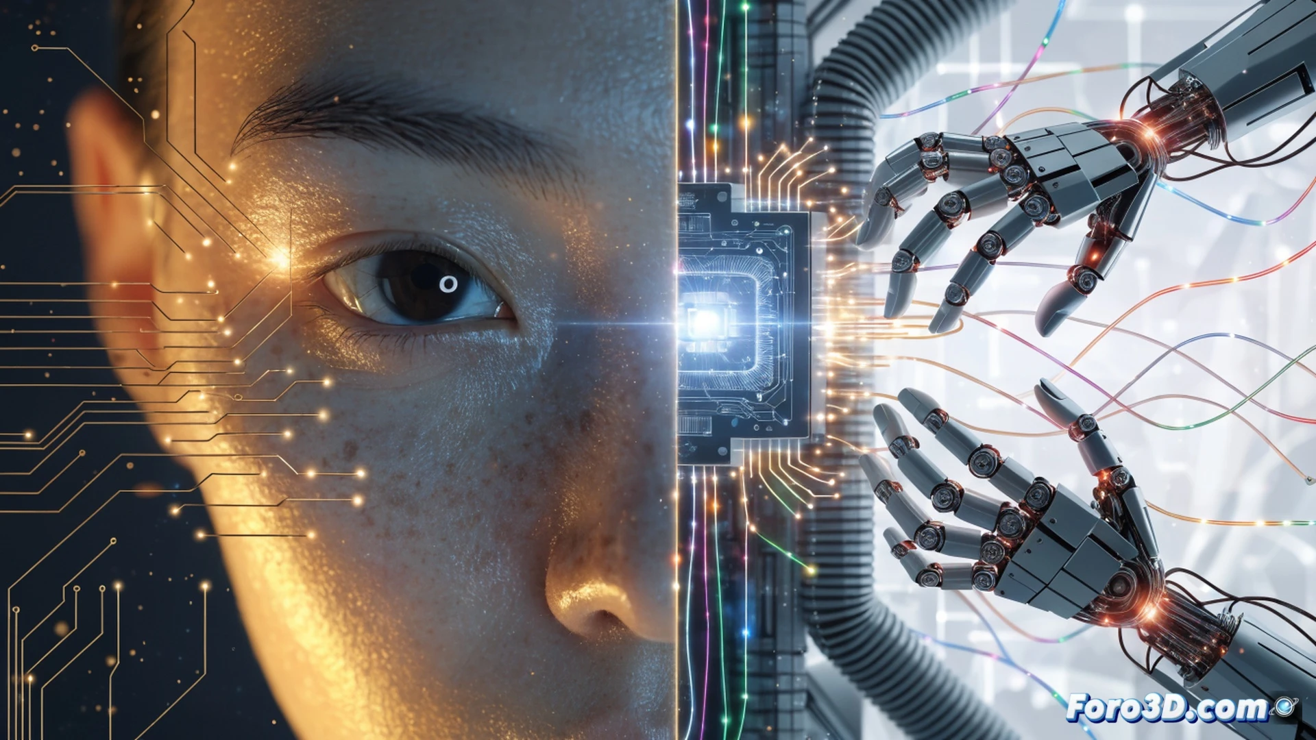 cinematic wide shot of a glowing digital identity card cracking while a translucent robotic hand with fiber optic fingers reaches through a broken password firewall, multiple login attempts failing in real-time as red alert lines pulse across a server rack background, photorealistic technical illustration, dark blue and neon orange lighting, data streams fracturing around the intrusion, metallic circuit board textures, high-contrast shadows, ultra-detailed security infrastructure, dramatic tension in the scene