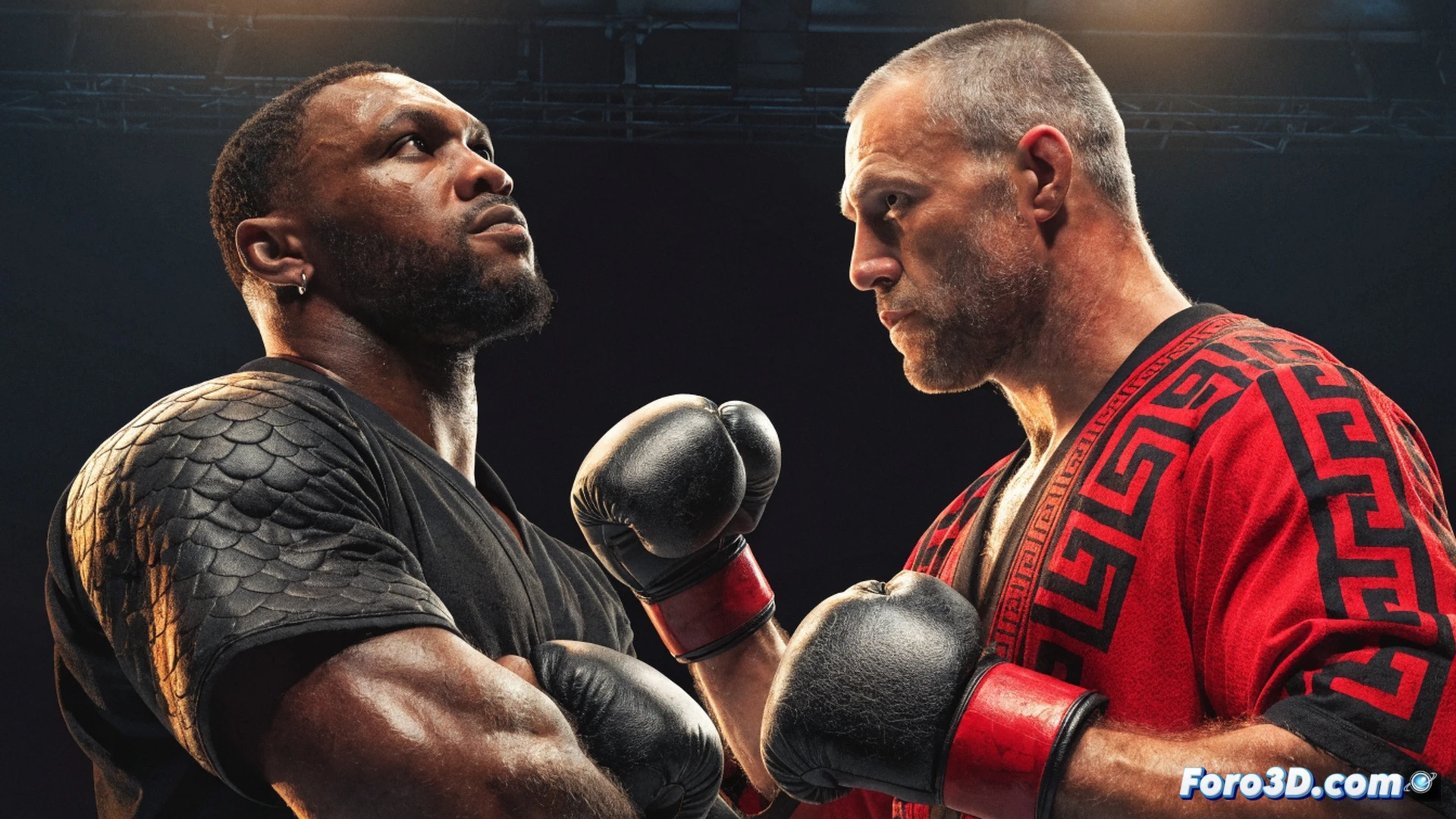 Close-up of an MMA cage octagon, two muscular fighters in athletic shorts face off, one holds a signed contract with a pen, the other counts money with a dismissive hand gesture, negotiation tension during a press conference, rejected fight offer, technical illustration, cinematic lighting, sweat on skin, cage mesh texture, photorealistic sports photography style, intense eye contact, dramatic shadows, high contrast