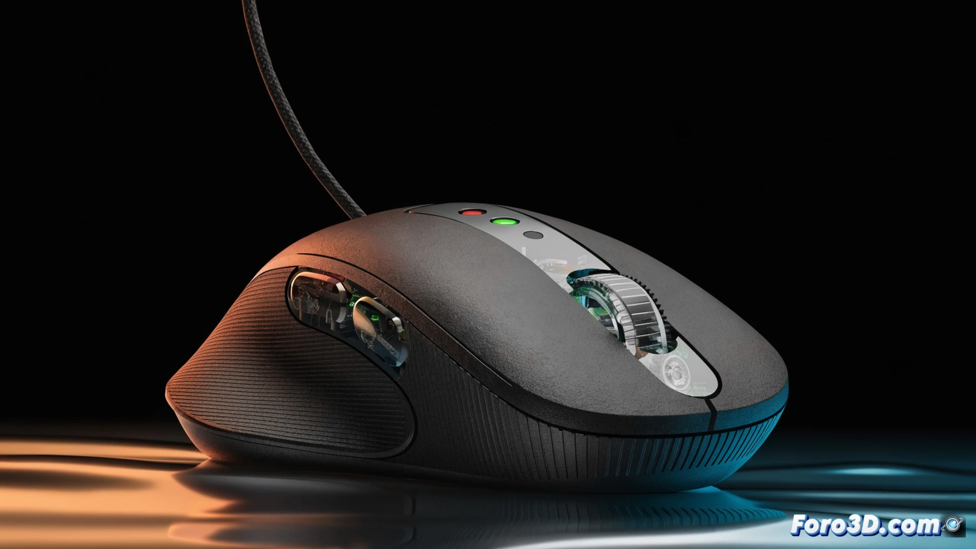 Keychron M6 8K mouse on a desk beside a Logitech MX Master, a hand pressing the side button showing soft mushy travel, the scroll wheel rattling loudly with a loose metallic sound, a gaming mousepad with RGB lighting in background, a monitor displaying a 8000Hz polling rate graph with a jagged latency spike, a half-empty coffee mug and a price tag showing half the cost, cinematic technical illustration, cold blue and grey industrial lighting, sharp macro focus on the wheel mechanism, photorealistic product comparison scene