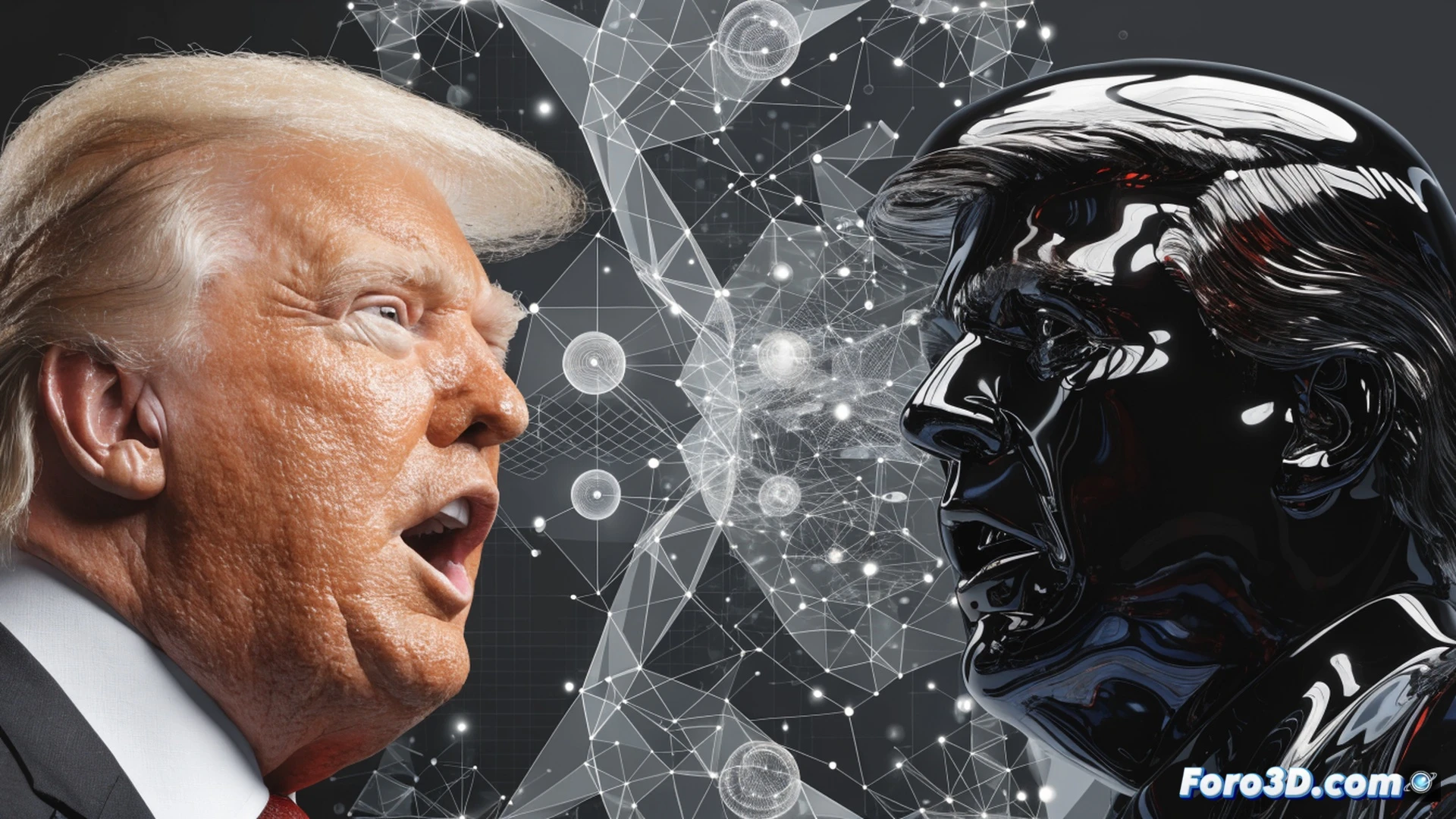 A split-screen scene showing two faces of AI manipulation: left side, a hyper-realistic digital billboard with a polished politician smiling, product logos blending into the background, glowing neural network lines subtly rewriting the image; right side, a crude deepfake video of the same politician with visible glitch artifacts, a crowd pointing and shouting with exaggerated outrage. A single human hand in the center holds a tablet displaying both feeds, while a transparent AI processing pipeline hovers above, showing raw data flowing into a deceptive output. Cinematic photorealistic style, dramatic chiaroscuro lighting, metallic and holographic UI elements, ultra-detailed facial textures, tension between polished lies and clumsy truth, technical illustration with glowing data streams and shadowed hardware components.