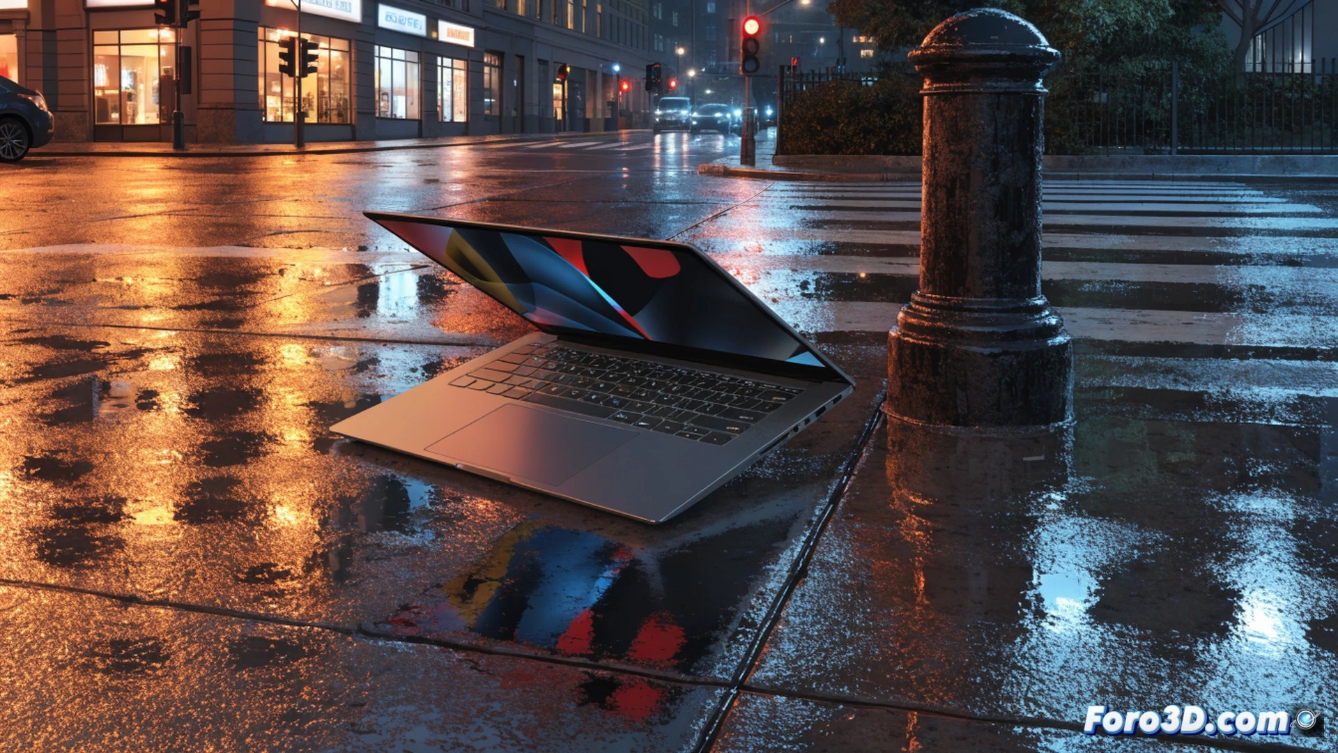 ultra-thin laptop open on a desk, OLED screen displaying a vivid city map with glowing navigation route, sleek aluminum chassis reflecting soft ambient light, processor chip icon subtly glowing near keyboard, user’s hand swiping across smooth glass trackpad, coffee cup and stylus beside the laptop, bright natural window lighting casting geometric shadows, photorealistic product visualization, shallow depth of field, polished metal edges catching highlights, clean minimalist workspace, tech editorial aesthetic