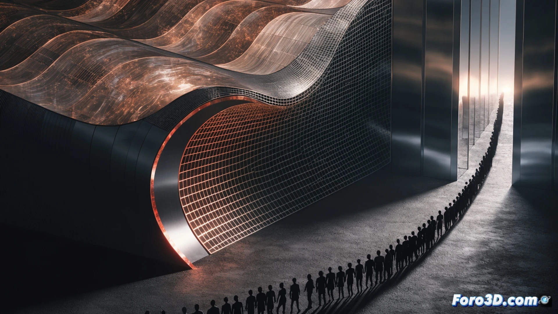university admission test hall, hundreds of students filling exam forms with pens, a massive transparent glass wall with a glowing barrier grid dividing the room, only ten students passing through a narrow door labeled with a medical cross and gear icon, the rest reaching hands toward the barrier while their papers float in the air, cinematic photorealistic engineering visualization, dramatic overhead lighting, frustrated expressions, metallic barrier reflecting blue digital numbers, ultra-detailed paper textures, motion blur on rejected hands, realistic architectural scale, cold institutional atmosphere