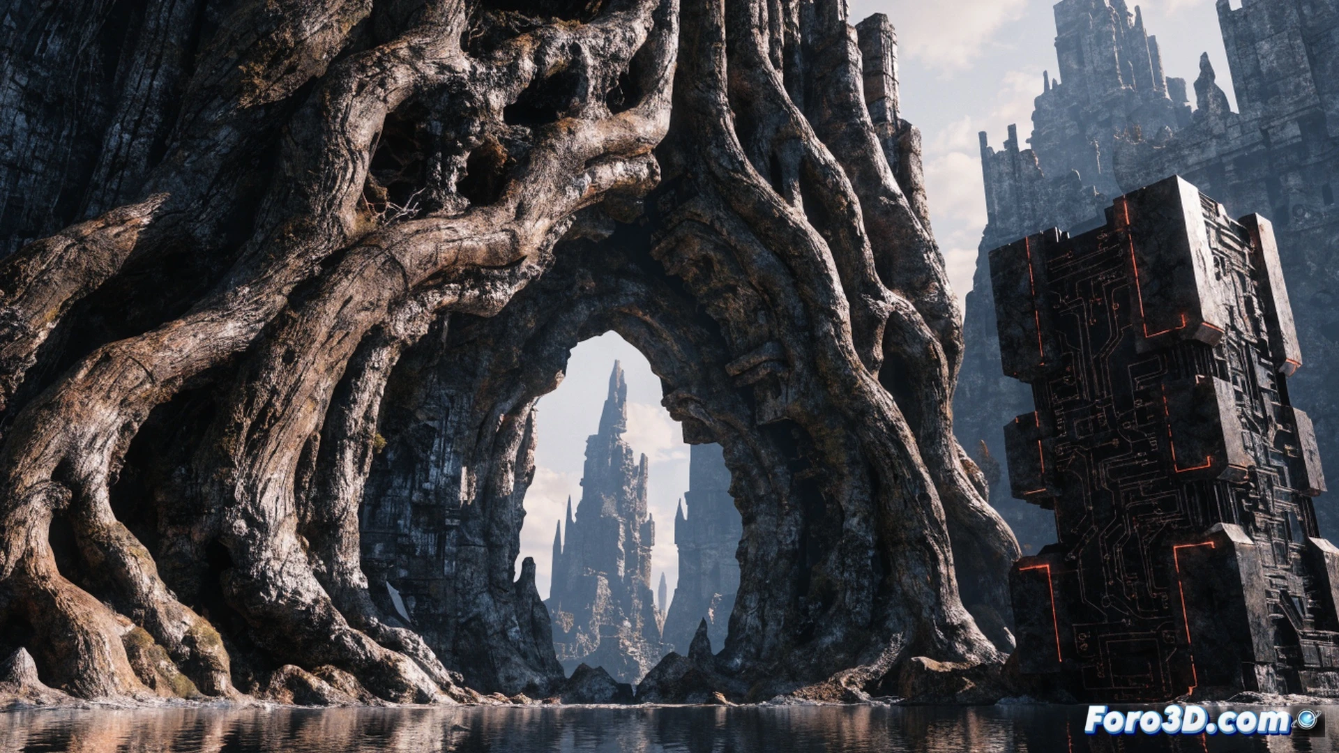 Nintendo Switch 2 cartucho translúcido con etiqueta de Oblivion Remastered siendo insertado en la consola, mano sosteniendo el cartucho durante la acción de carga, fondo con estantería de juegos físicos junto a un disco de PlayStation deteniendo producción, partículas de luz digital fluyendo del cartucho hacia la pantalla de la consola mostrando el castillo de Cyrodiil, estilo cinematográfico fotorrealista, iluminación dramática azul y dorada, texturas de plástico y metal detalladas, representación técnica de hardware