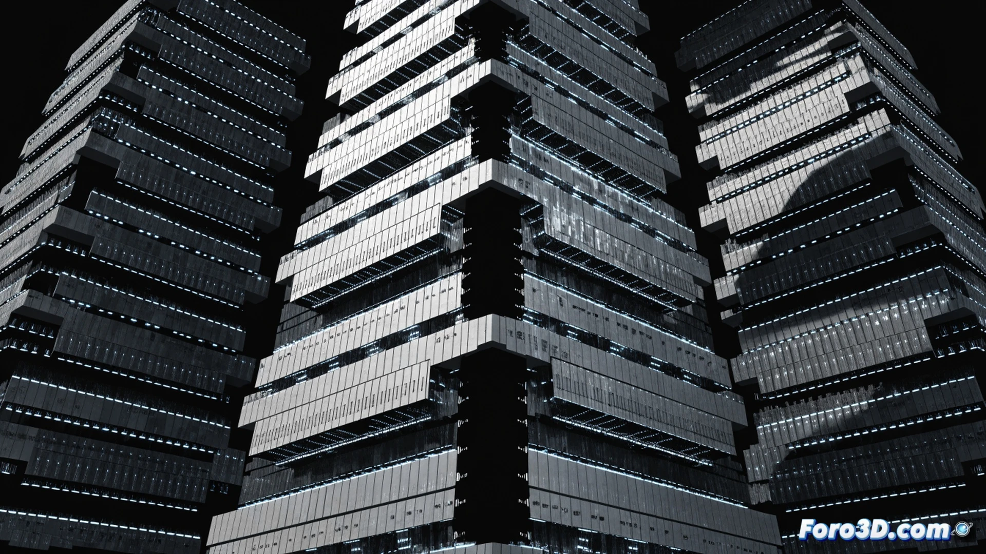 three corporate towers shaped like RAM modules and NAND chips casting identical shadows that merge into a single dark mass, a gavel labeled antitrust law hovering above them but frozen mid-air unable to strike, consumers as tiny figures trapped inside a transparent price cage made of rising red price tags, while invisible strings connect the towers' hands showing synchronized price hikes without explicit conspiracy, cinematic photorealistic illustration, dramatic high-contrast lighting, heavy shadows, blue and red neon glow from chip circuits, metallic surfaces reflecting distorted cityscape, ultra-detailed microchip textures visible on tower facades, wide-angle lens emphasizing power imbalance