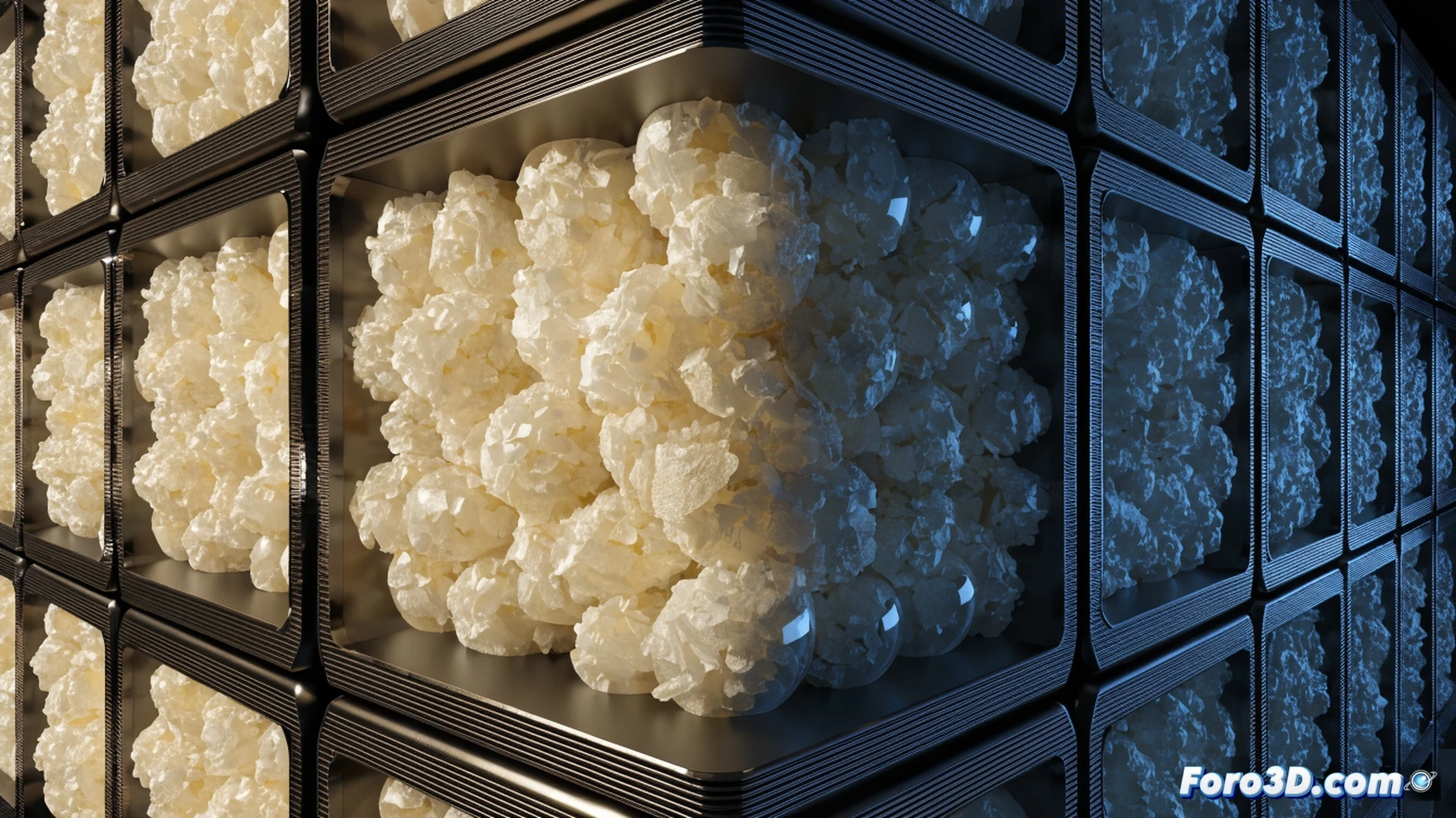 cross-section of a wall panel showing paraffin wax capsules embedded in a porous matrix, daytime scene with warm sunlight streaming in, wax visibly melting and absorbing heat, infrared glow fading into the material, night-time transition on the opposite side with wax solidifying and radiating soft thermal energy into the room, no text or numbers, cinematic technical illustration, photorealistic architectural render, layered cutaway view, glowing heat transfer arrows, realistic material textures, soft ambient lighting