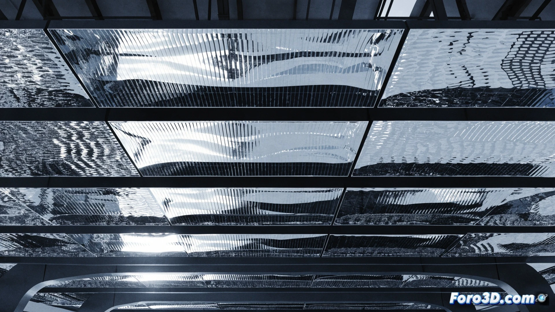 industrial roof with self-adhesive fluoropolymer membrane being unrolled during installation, reflective surface showing clear mirror-like sky and clouds while adjacent non-coated roof section glows with heat waves under intense sun, thermal infrared rays visibly bouncing back into deep space, cross-section diagram revealing polymer layers with molecular fluorine chains, photorealistic technical illustration, cinematic lighting with dramatic contrast between cool blue reflections and red-hot uncoated areas, ultra-detailed industrial setting, engineering visualization style
