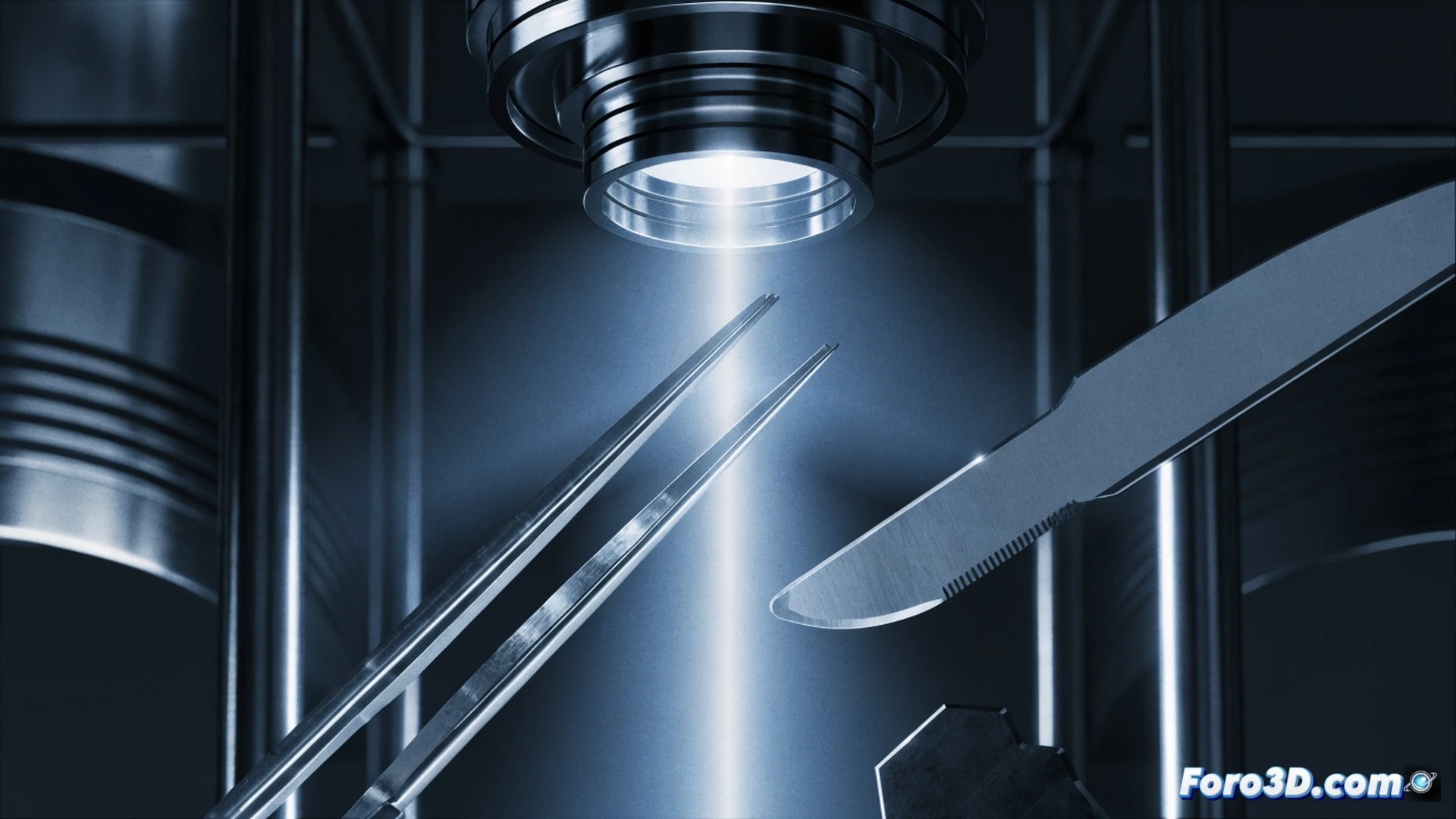 Argon plasma sterilization chamber in operation, delicate medical endoscope placed inside transparent glass cabinet, glowing violet-blue ionized gas cloud enveloping the instrument surface, plasma streamers forming around curved metallic joints and optical lenses, bacterial spores disintegrating at microscopic level shown as bright particle bursts, room temperature environment with no heat damage, photorealistic technical illustration, cold cathode lighting reflecting off polished surgical steel, ultra-detailed gas ionization patterns, clean laboratory background, sharp focus on plasma-material interaction, cinematic engineering visualization