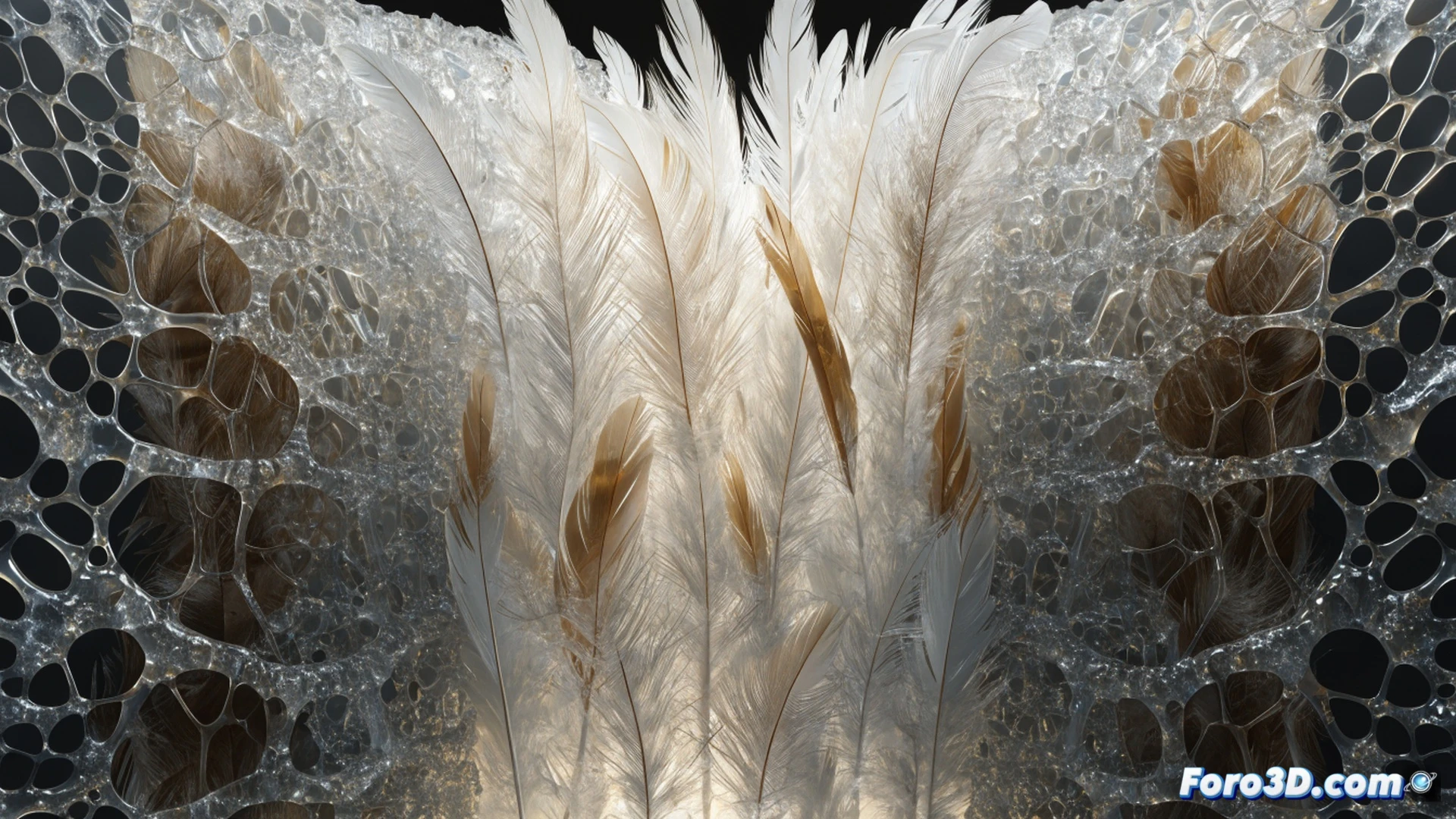 cross-section view of a lightweight insulation panel made from chicken feathers and bio-resin, feather fibers visibly bonded within translucent green resin matrix, thermal camera overlay showing heat retention on one side while cold remains on the other, a digital caliper measuring panel thickness, floating feather particles being compressed into the composite during manufacturing, photorealistic engineering visualization, macro detail of keratin strands interlocking with resin, soft studio lighting with cool blue and warm orange temperature contrast, ultra-sharp material textures, technical illustration style