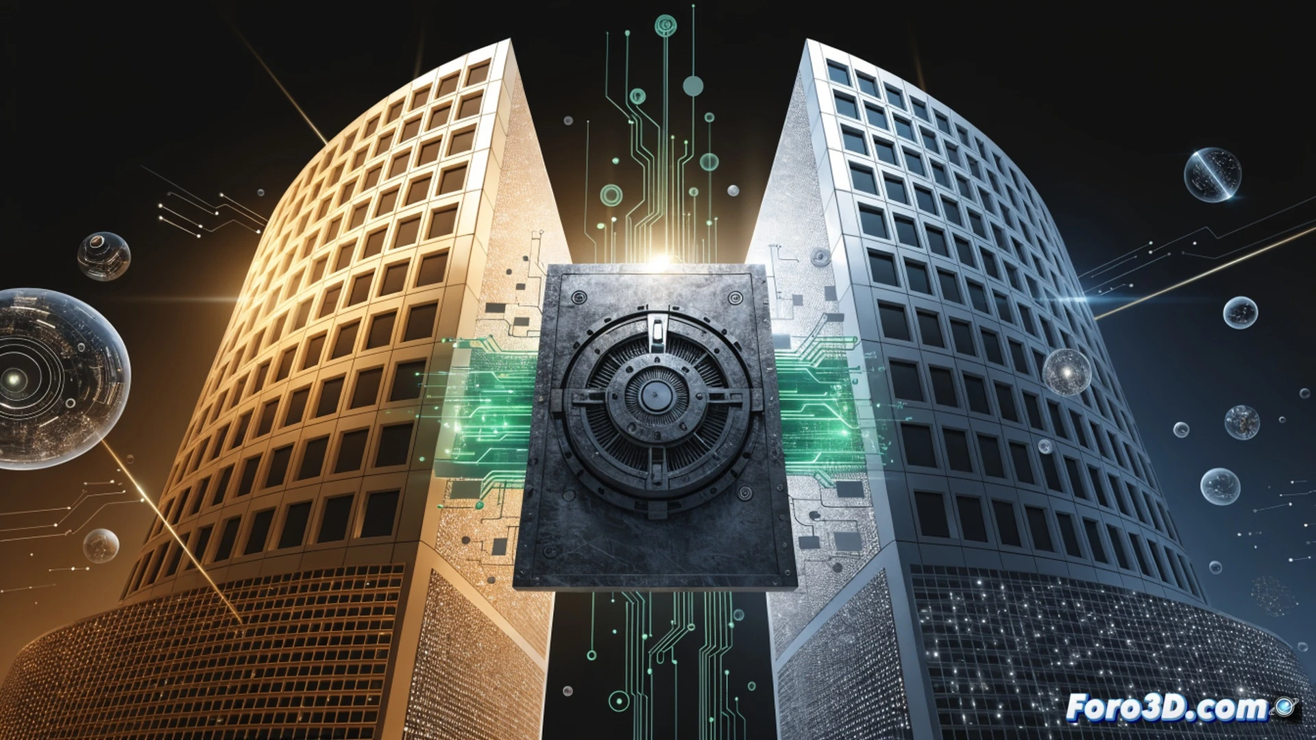 Japanese corporate finance visualization showing SoftBank CEO Masayoshi Son signing a loan document secured by OpenAI shares, while a protective shield icon hovers over bank logos representing corporate safeguards against stock decline, digital holographic stock charts showing falling arrows being blocked by a glowing barrier, modern Tokyo boardroom with glass walls, robotic AI assistants processing data in background, cinematic technical illustration, blue and gold lighting, polished mahogany table, holographic financial projections floating in air, ultra-detailed photorealistic render, dramatic corporate atmosphere, motion blur on data streams, glowing circuit patterns on documents