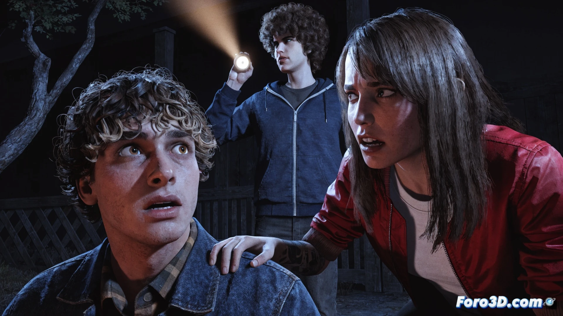 Teen actors faces with hyperrealistic skin pores and micro-expressions during motion capture session, Digital Domain high-density facial capture dots visible on cheeks and foreheads, Unreal Engine 4 real-time rendering interface showing wireframe and texture maps on a monitor behind, cinematic lighting casting dramatic shadows across the quarry set, photorealistic technical illustration, actors performing terrified screams while cameras track every muscle twitch, metallic motion capture head rigs with infrared markers, dark forest background, glowing volumetric fog, ultra-detailed skin translucency, engineering visualization of facial animation process