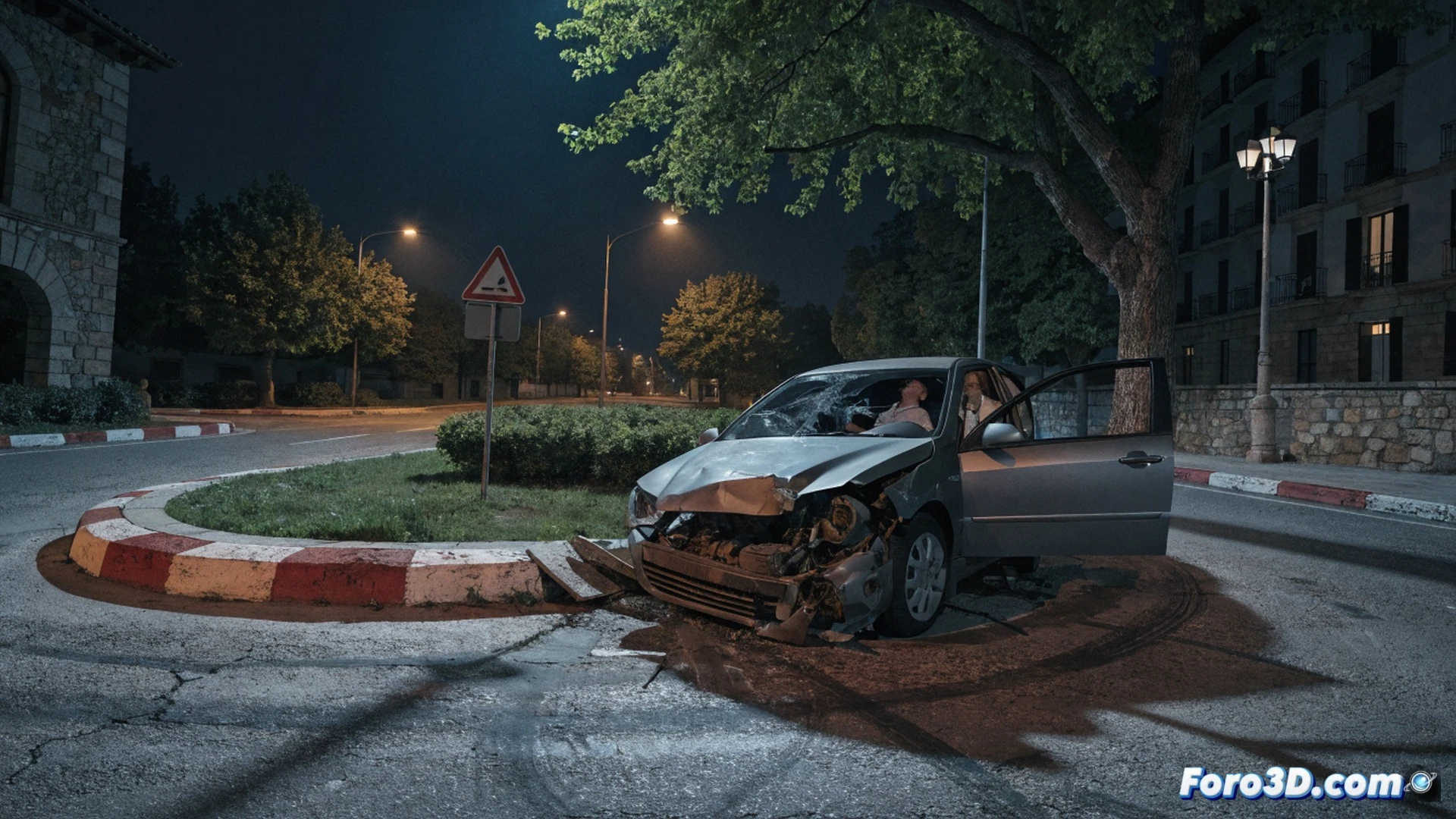 Turista ebrio encastra su coche en una rotonda de Roda de Berà