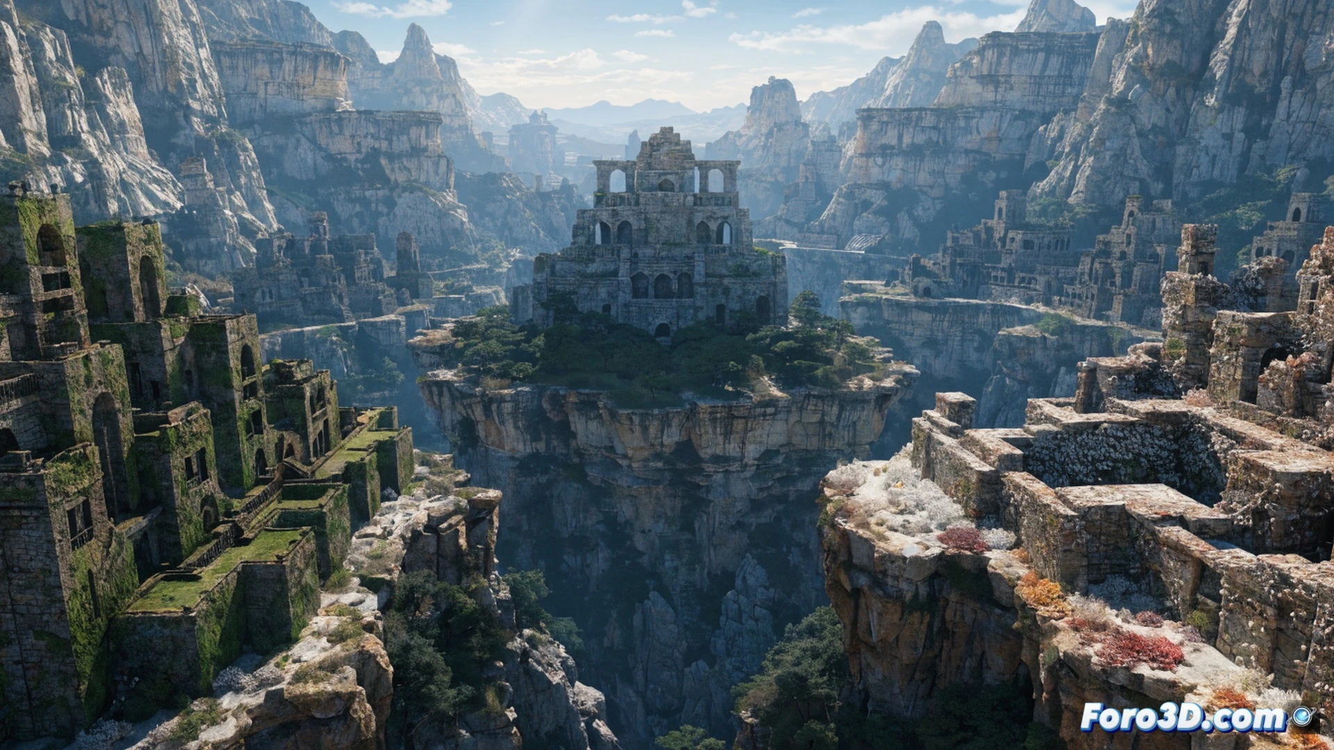 ancient submerged hyrule castle ruins emerging from receding ocean water, stone archways and crumbling towers dripping with seawater, coral-encrusted walls and barnacle-covered statues, a lone figure in green tunic standing on dry ground holding a glowing wind waker baton, rippling water surface at waist height showing transition from underwater to exposed air, realistic water physics with droplets falling from high structures, cinematic lighting with sunbeams piercing through clouds breaking over the horizon, photorealistic technical illustration, dramatic contrast between dark wet stone and bright sky, detailed texture of moss and salt deposits on architecture, wide-angle perspective emphasizing scale of revealed kingdom