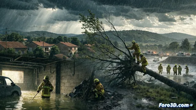 Bomberos de Puertollano suman quince salidas por la tormenta del domingo