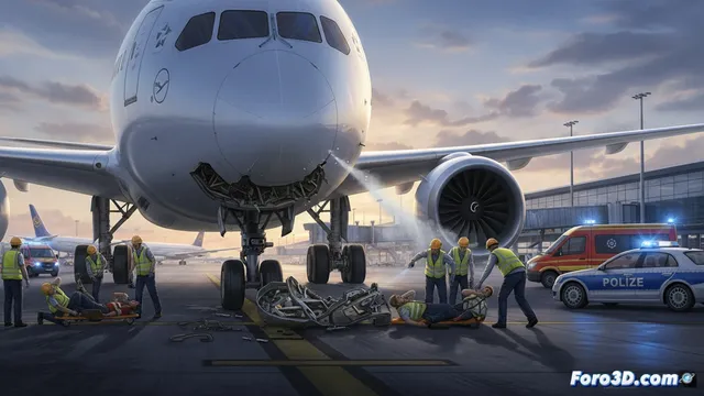 Colapso de rueda en Boeing 787 de Lufthansa deja heridos en Fráncfort
