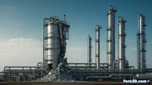 Colapso por vacío en refinería: el coque y la torre que no respiró