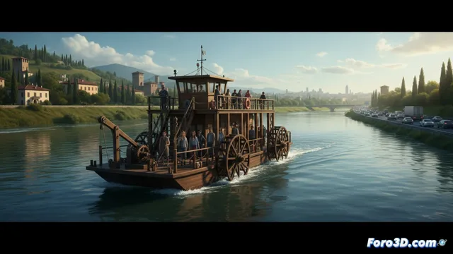 El ferry de Da Vinci vuelve a navegar sin motor en Lombardía