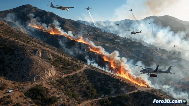 Incendio en Carboneras moviliza a ocho medios aéreos y decenas de bomberos