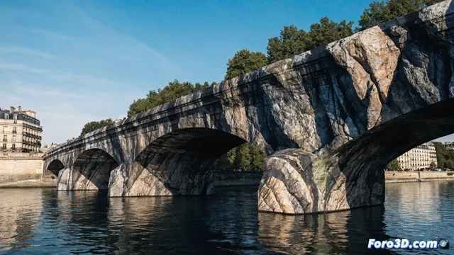 JR envuelve el Puente Neuf en rocas gigantes como Christo