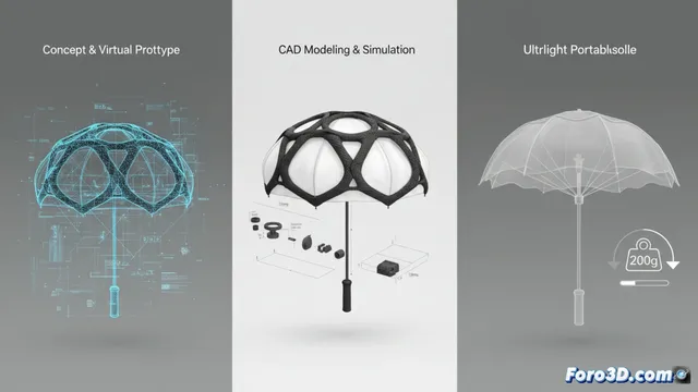 Parasol ultraligero de 200 gramos con varillas 3D en fibra de carbono