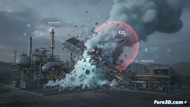 Simulación 3D del colapso en planta de captura de carbono