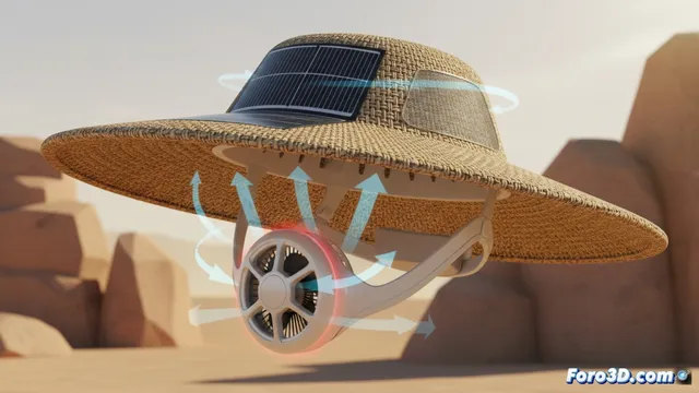 Sombrero solar con ventilación activa: modelado 3D y flujo de aire