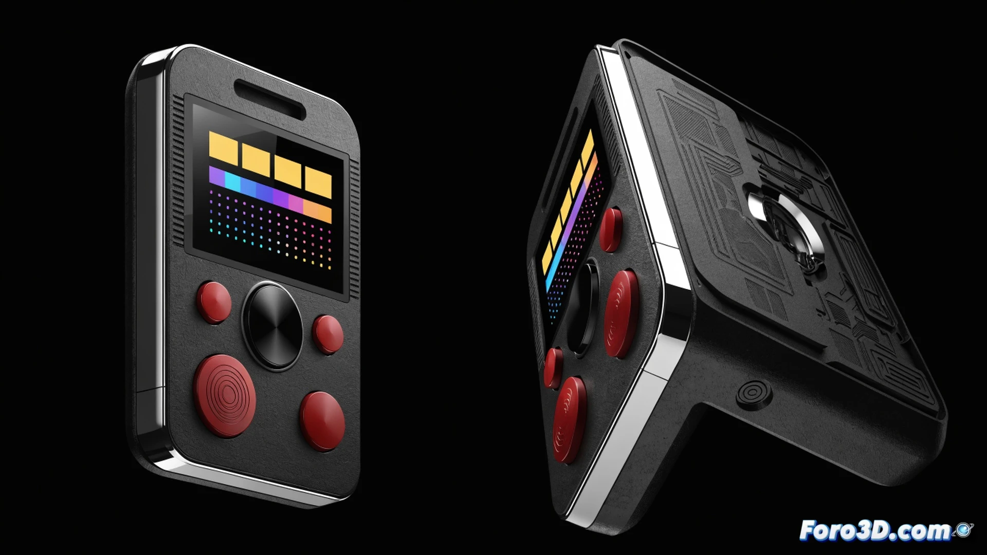 8BitDo Arcade Controller Pro being used on a desk, player hand pressing a custom button while the built-in screen displays a live button-mapping interface, glowing icons rearranging instantly, no smartphone or cable visible, sleek slim black chassis with one extra programmable button on the side, subtle LED indicators on the panel, cinematic technical illustration, photorealistic studio lighting, macro lens focus on the screen and fingers mid-action, clean minimalist gaming setup background, high-contrast shadows emphasizing the controller contours
