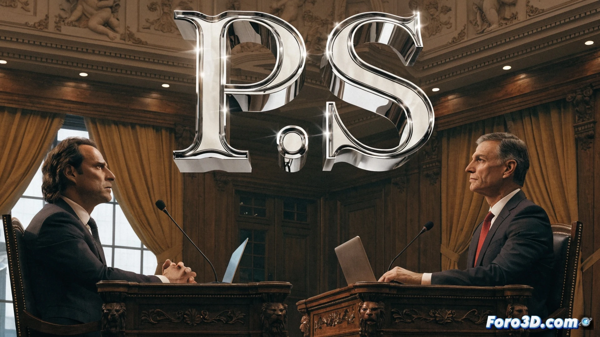 Santiago Abascal señalando una pantalla de ordenador forense, interfaz de software de análisis judicial mostrando un diagrama de conexiones con nodos etiquetados P.S., iconos de escudo de la Guardia Civil y un expediente digital abierto, fondo oscuro de sala de servidores con luces LED azules, cables de red conectados a un switch, acción de vinculación política durante una investigación, estilo cinematográfico técnico, iluminación dramática con sombras marcadas, fotorealismo ultradetallado