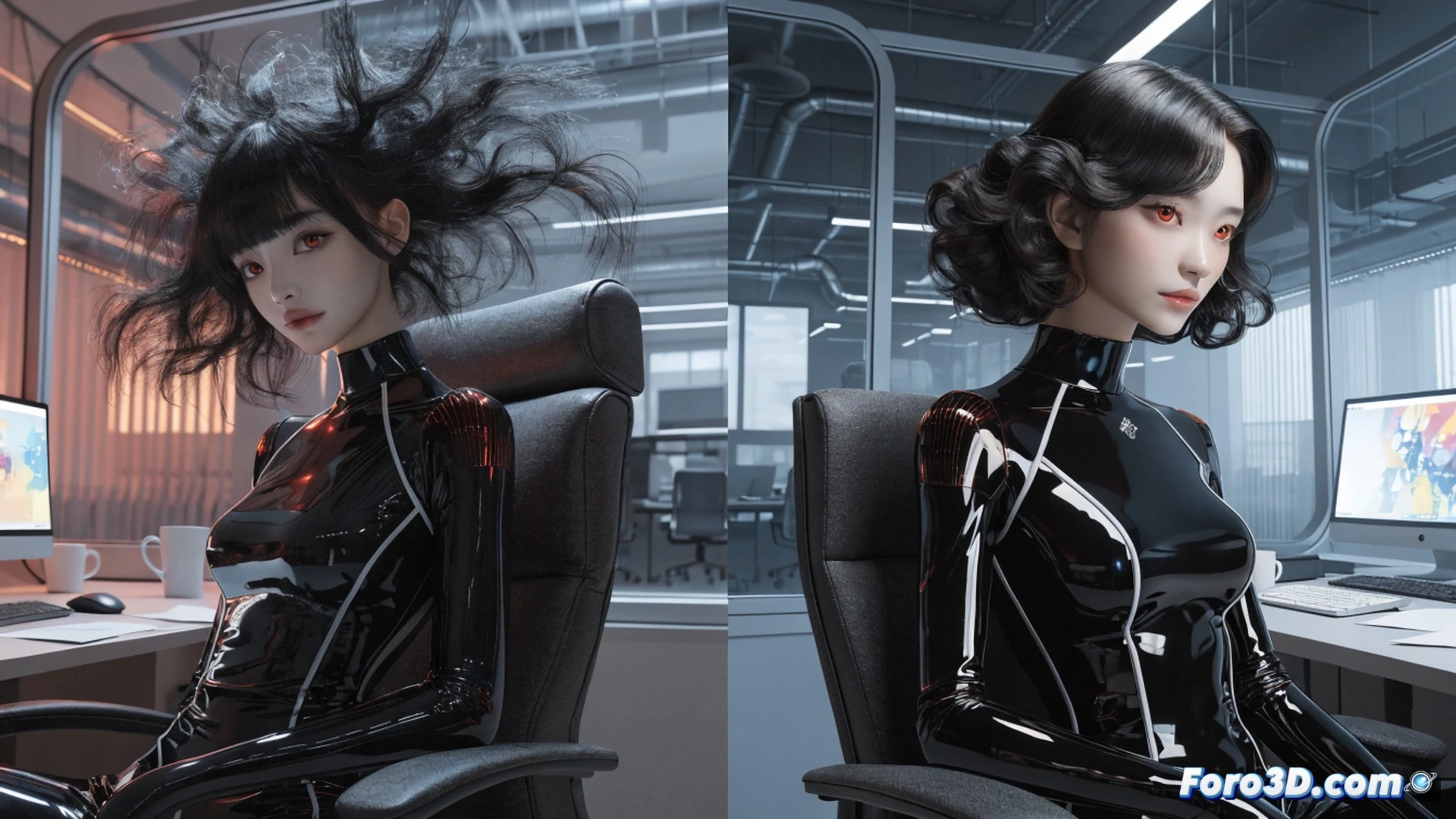 cuatro paneles de storyboard digital mostrando un mismo personaje femenino con idéntico peinado y vestimenta en distintas poses, mientras un cursor de ratón arrastra una ventana flotante de IA llamada Elements sobre una línea de tiempo de Adobe, paneles con etiquetas de plano 1,2,3,4 pero sin texto visible, interfaz de edición de vídeo con barras de color y capas, luz de monitor azulada iluminando un escritorio con tableta gráfica y teclado mecánico, estilo cinematic photorealistic technical illustration, iluminación de estudio suave, sombras nítidas, enfoque en la consistencia visual del personaje a través de los cuadros