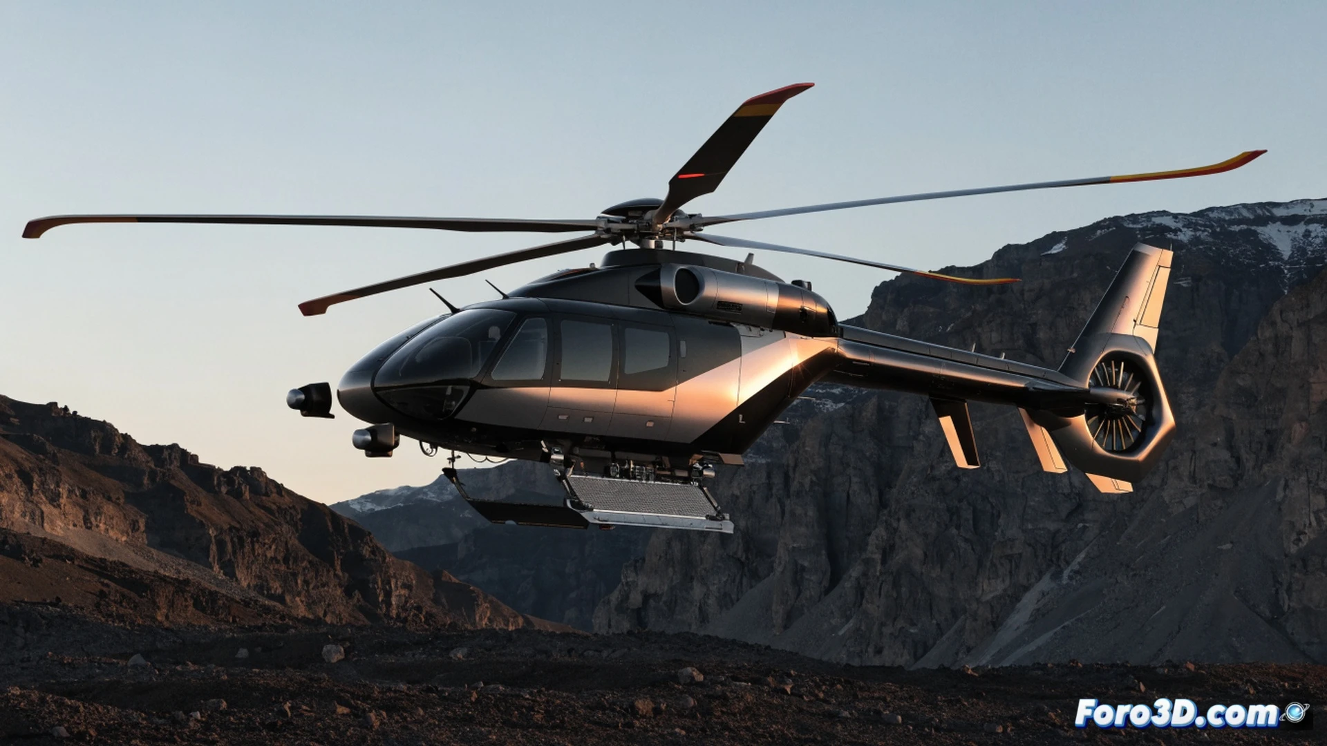 Airbus U145 unmanned helicopter descending onto a dusty military landing zone, rear cargo ramp fully lowered revealing autonomous logistics pallets inside, no cockpit or windows on the streamlined fuselage, rotor blades in motion creating dust swirls, ground crew robots approaching with supply containers, technical illustration style, clean metallic surfaces with matte grey finish, visible sensor pods and antenna arrays on the belly, bright daylight desert environment, sharp shadows emphasizing the ramp mechanism and loading process, photorealistic engineering visualization, ultra-detailed mechanical joints and hydraulic actuators, cinematic low-angle shot capturing the open cargo bay and ramp angle