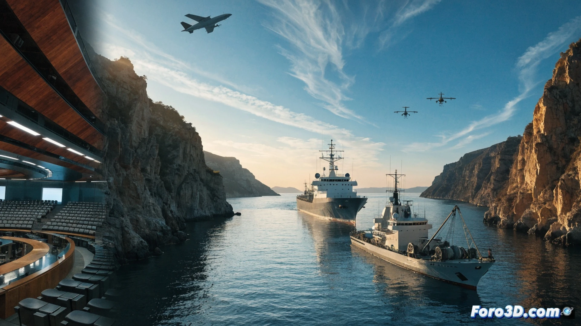 German Navy minehunter vessel at anchor in uncertain sea, military supply ship in background, command center screens showing stalled parliamentary approval status, map of Strait of Hormuz with red delay markers, naval officers waiting with crossed arms, radar screens flickering, empty fuel gauge icon on tactical display, photorealistic technical illustration, cold blue industrial lighting, metallic deck reflections, tension in static posture, precise naval equipment details, cinematic documentary style