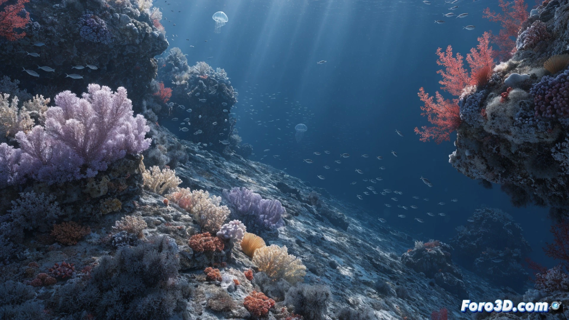 submarine robotic arm collecting mineral nodules from deep seabed, fishing net with large tear drifting past underwater mountain, monitoring buoy on surface transmitting data to satellite overhead, schools of fish swimming through clean water column, cinematic underwater engineering visualization, photorealistic ocean lighting with sunbeams penetrating deep blue water, sediment particles suspended during mining process, robotic arm demonstrating controlled extraction action, technical illustration style with precise mechanical details, dramatic chiaroscuro lighting on subsea equipment