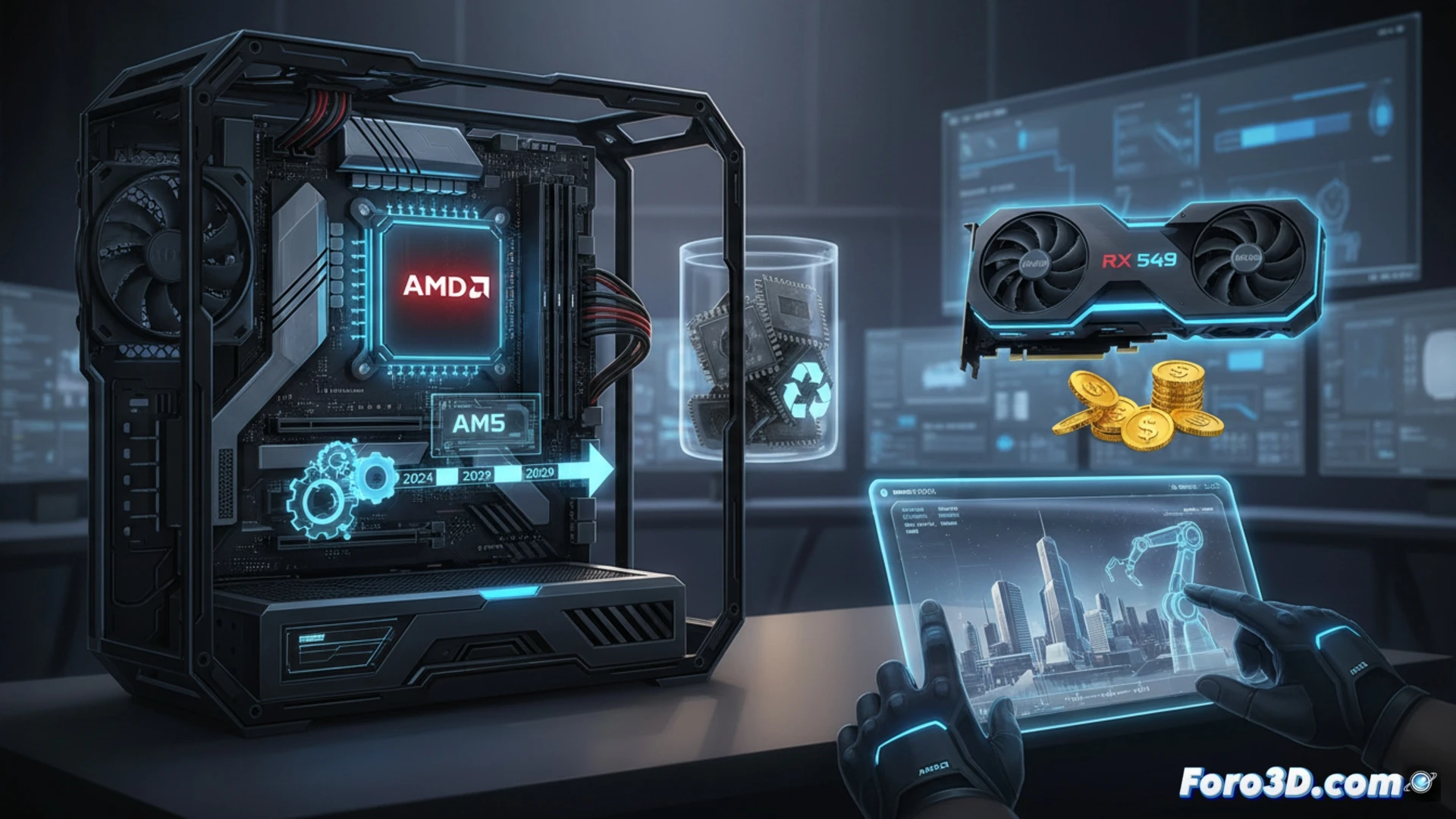 Placa base con zócalo AM5 y procesador AMD Ryzen para estación de trabajo 3D