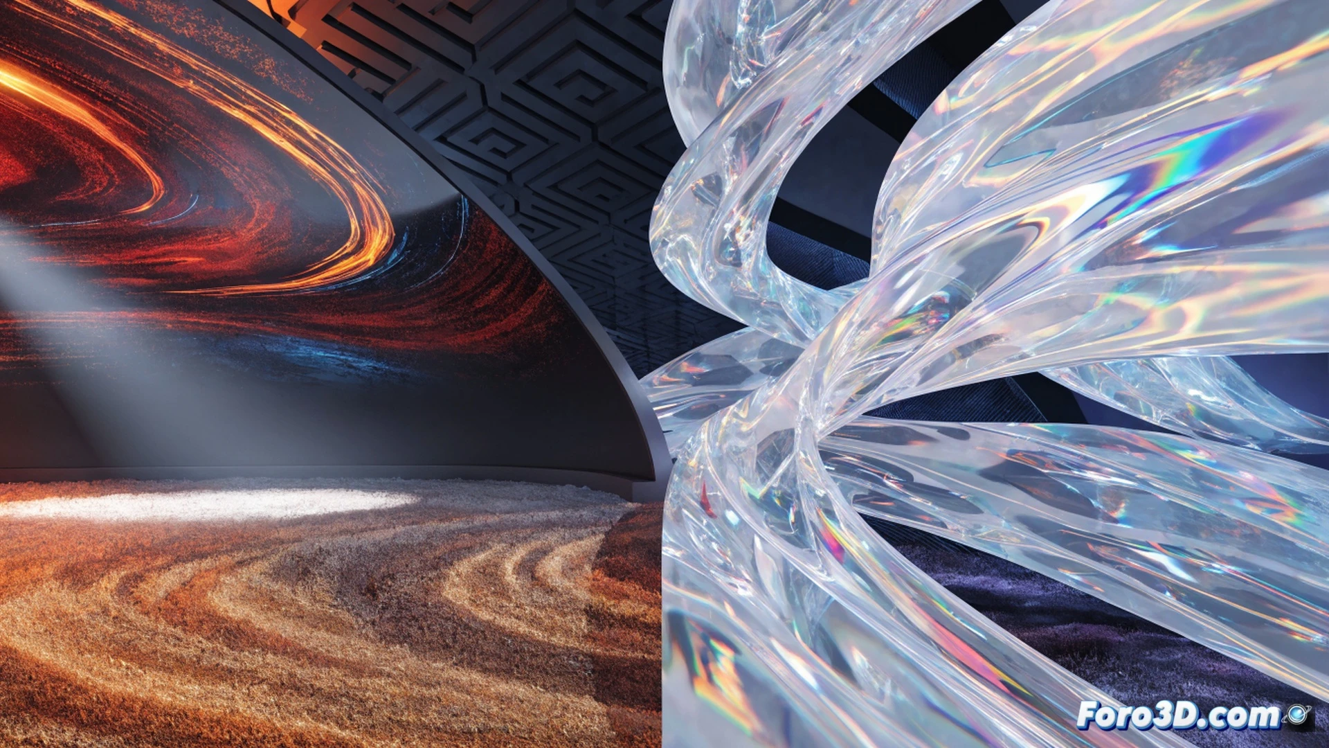 Radeon RX 7000 graphics card installed in a gaming PC, internal components glowing with blue light, while a shimmering transparent grid overlay labeled with dynamic upscaling process appears above the GPU, showing frame rate data points increasing and image quality improving in real time, cooling fan spinning rapidly, dust particles caught in airflow, motherboard traces visible, cinematic technical illustration, photorealistic engineering visualization, dramatic dark lighting with neon accents, ultra-detailed PCB textures, motion blur on fan blades, glowing energy lines tracing from GPU to monitor output