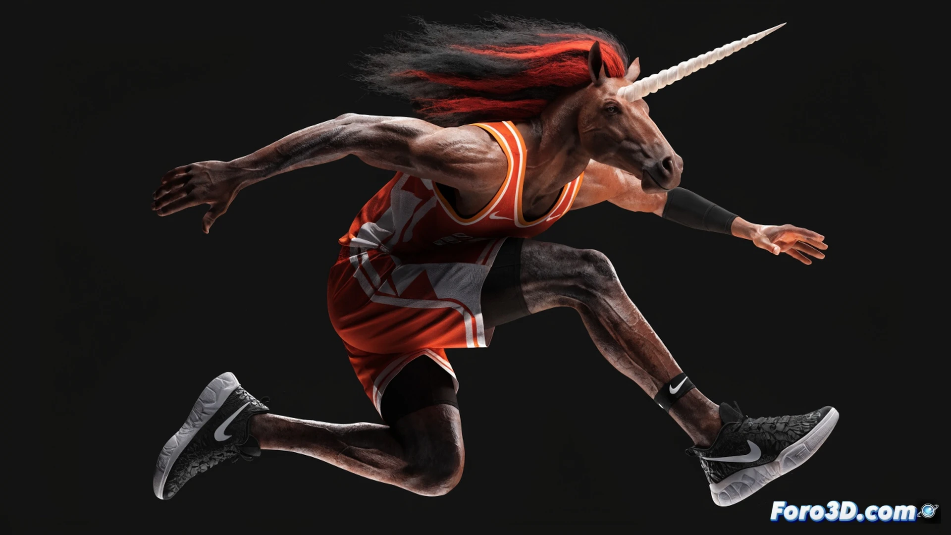 Amen Thompson mid-air defensive stance, Houston Rockets jersey, wingspan stretching wide to block a basketball, one hand intercepting a pass, legs coiled mid-stride, court floor beneath with motion blur, basketball arc trajectory highlighted by glowing dotted lines, three-point shot attempt in background, biomechanical muscle tension visible in shoulders and calves, photorealistic technical illustration, cinematic arena lighting, dynamic action freeze-frame, ultra-detailed fabric wrinkles and sweat droplets, engineering visualization of explosive vertical leap and reach