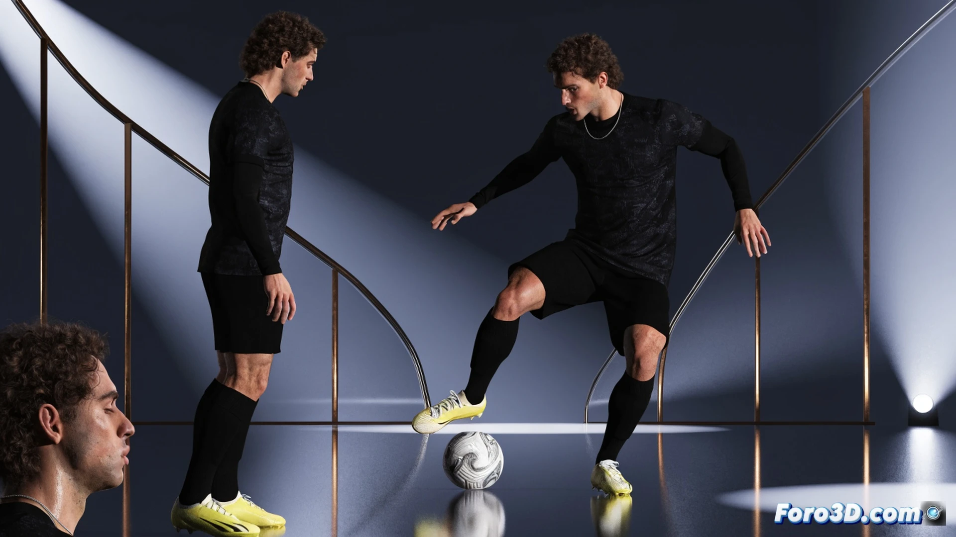 three-dimensional tactical analysis of Giacomo Raspadori, low center of gravity forward moving between defensive lines, left foot striking ball with GPS-like precision, control-oriented body posture while scanning space, opponent defenders frozen in confusion, chessboard overlay on football pitch, glowing trajectory lines from foot to goal, technical illustration style, isometric view of player positions, motion blur on ball, red and blue team heatmaps, ultra-detailed player silhouette, cinematic sports visualization, photorealistic render with soft stadium lighting