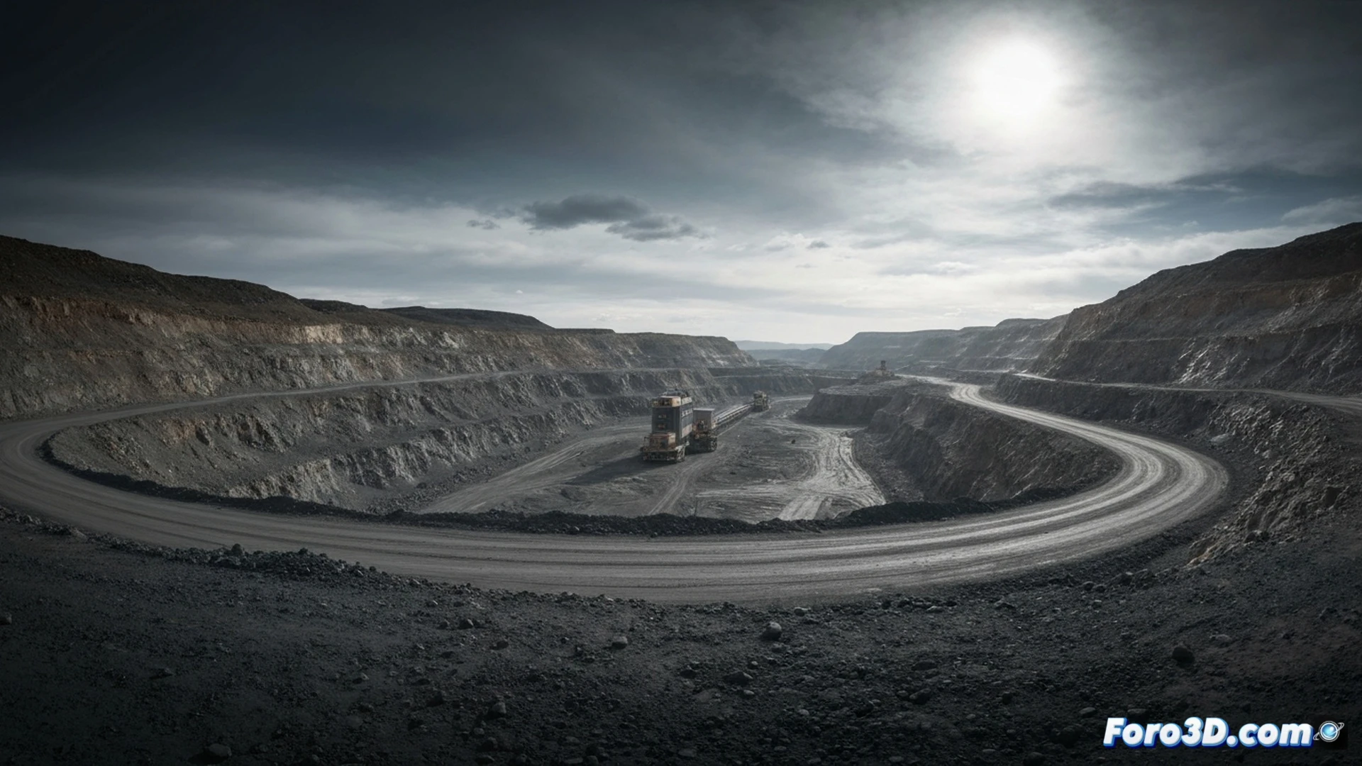 Minería cabrestante vertical escena de fallo de freno, disco de freno metálico masivo y pastillas con desgaste asimétrico, rayo láser 3D azul escaneando la superficie del disco durante la inspección post-caída, pinzas hidráulicas desalineadas visibles en primer plano, gradiente térmico de colores cálidos superpuesto sobre el disco mostrando puntos calientes irregulares, ingeniero sosteniendo tableta con modelo 3D del perfil de desgaste, fondo de pozo oscuro con cables de acero, iluminación industrial dura, estilo visualización técnica fotorrealista, renderizado metálico detallado, profundidad de campo cinematográfica