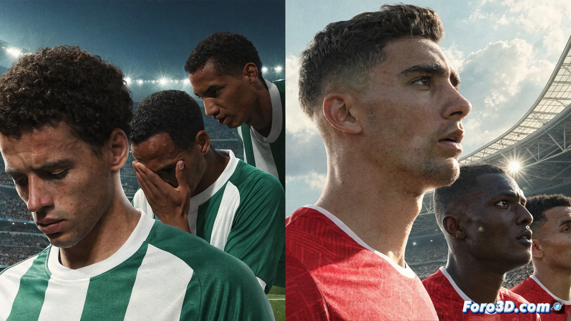 Argelia once titular formando en el campo contra Austria, cuatro jugadores señalando cambios tácticos en una pizarra digital, balón en movimiento durante un saque de esquina, reloj del estadio marcando tiempo decisivo, sombras alargadas de tarde, césped con marcas de desgaste, banquillo con tablets mostrando alineaciones, gradas con aficionados agitando banderas, estilo cinematográfico photorealistic, iluminación dramática de estadio, ambiente tenso y competitivo, detalles técnicos de equipamiento deportivo, texturas de césped y ropa deportiva visibles.